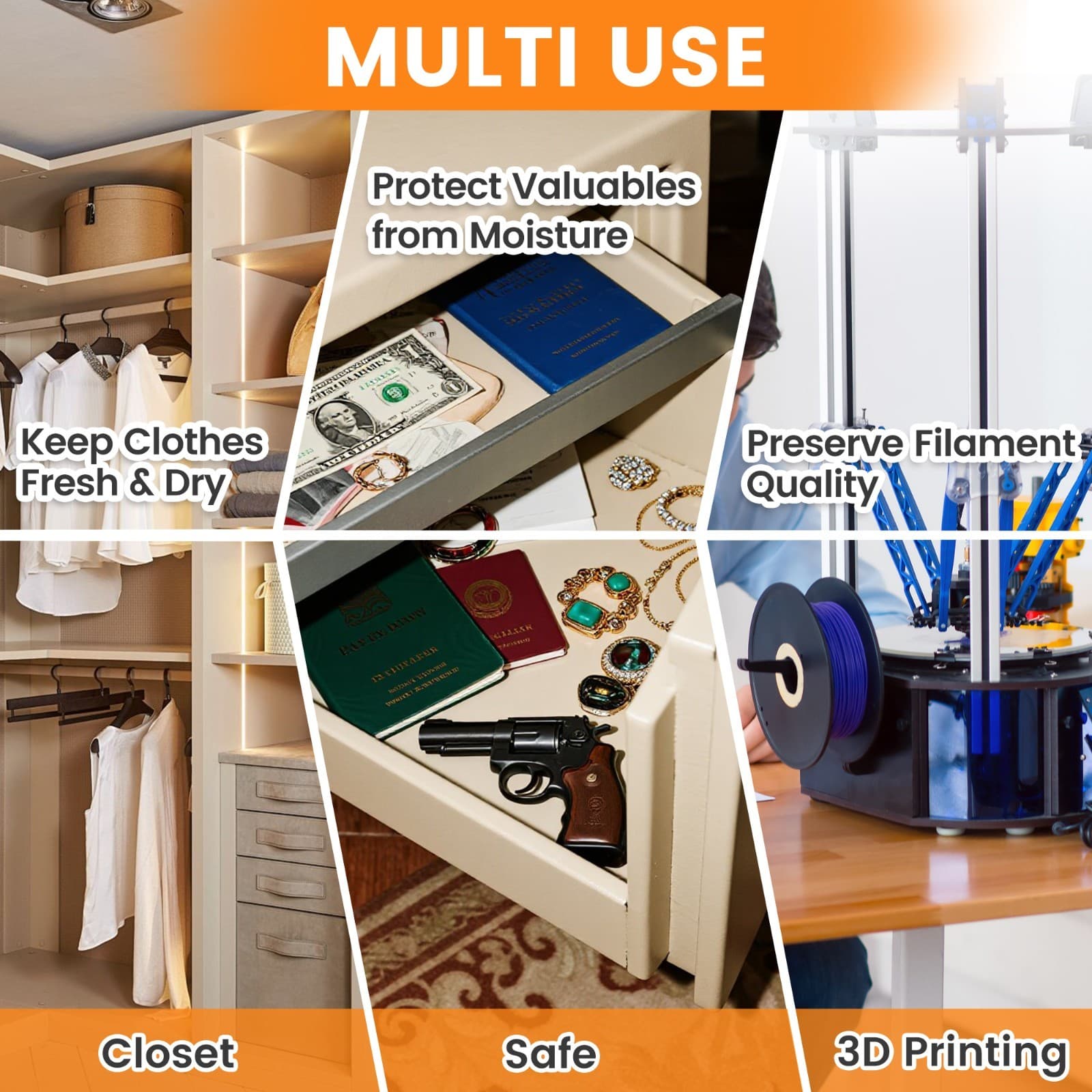 2 LBS Adsorbco Desiccant Beads, Indicating Silica Gel Beads (Orange to Green） 3