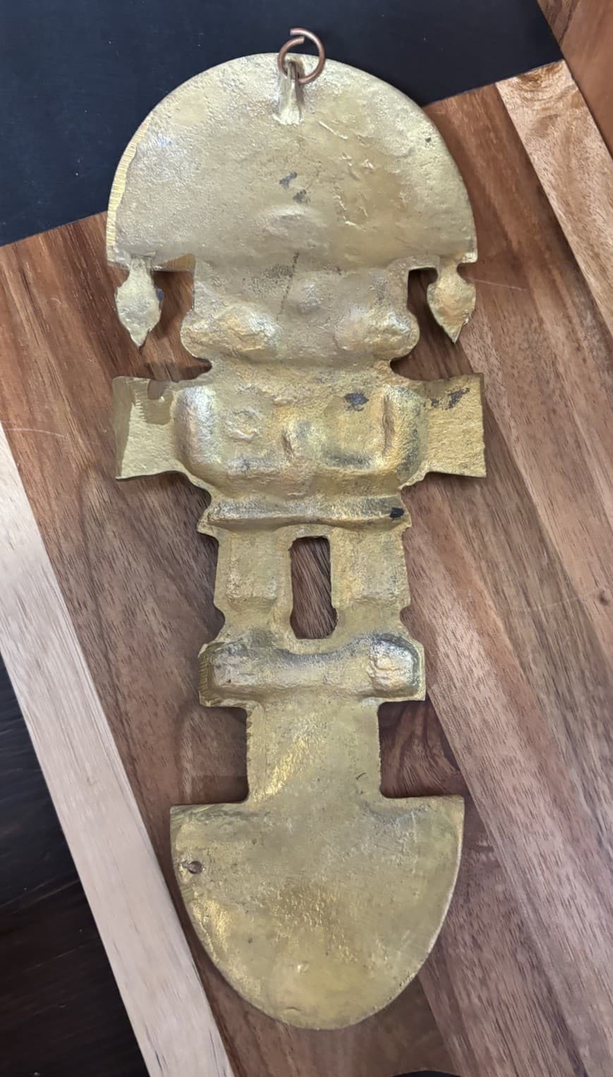 Vtg Brass Peru Peruvian Inca Tumi Ceremonial Hanging Wall Art Blue Rhinestones 4
