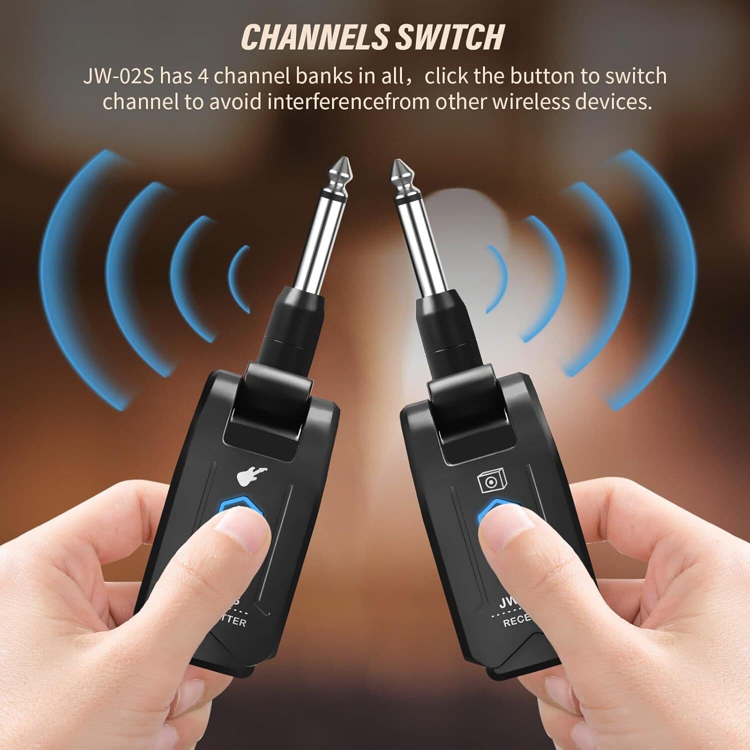 JOYO 5.8GHz Wireless Guitar System Transmitter Receiver 4 Channels Rechargeable 4