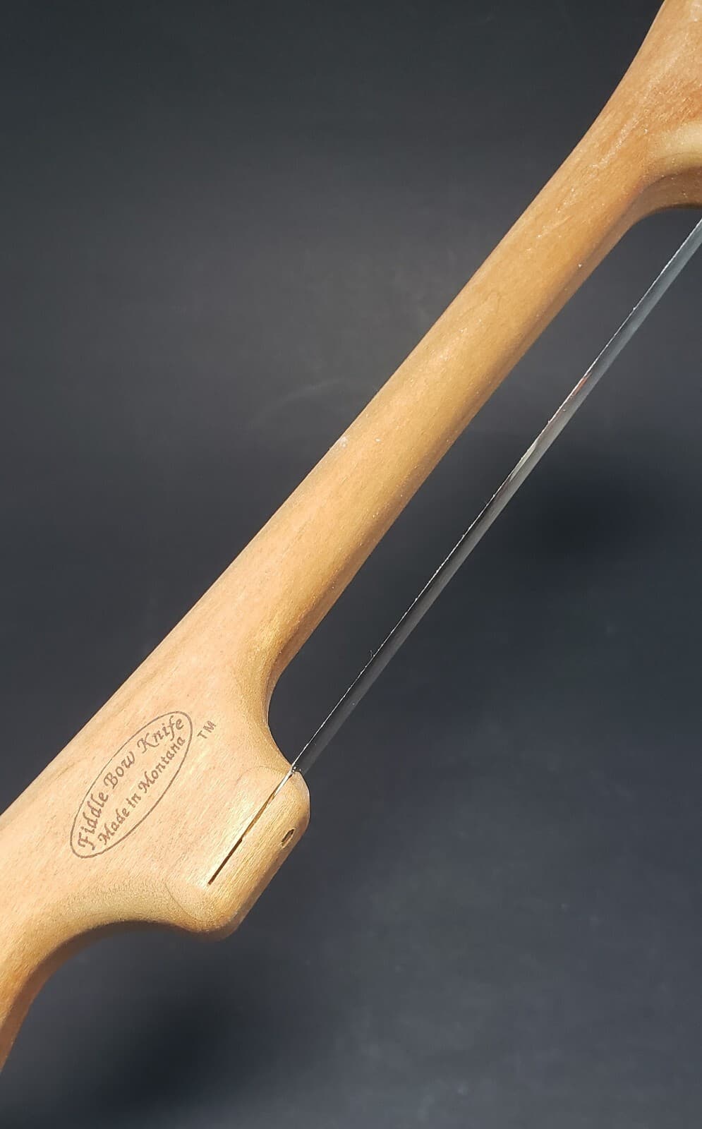 Fiddle Bow Cheese Knife Cherry Wood Right Hand Montana, USA Handmade 6