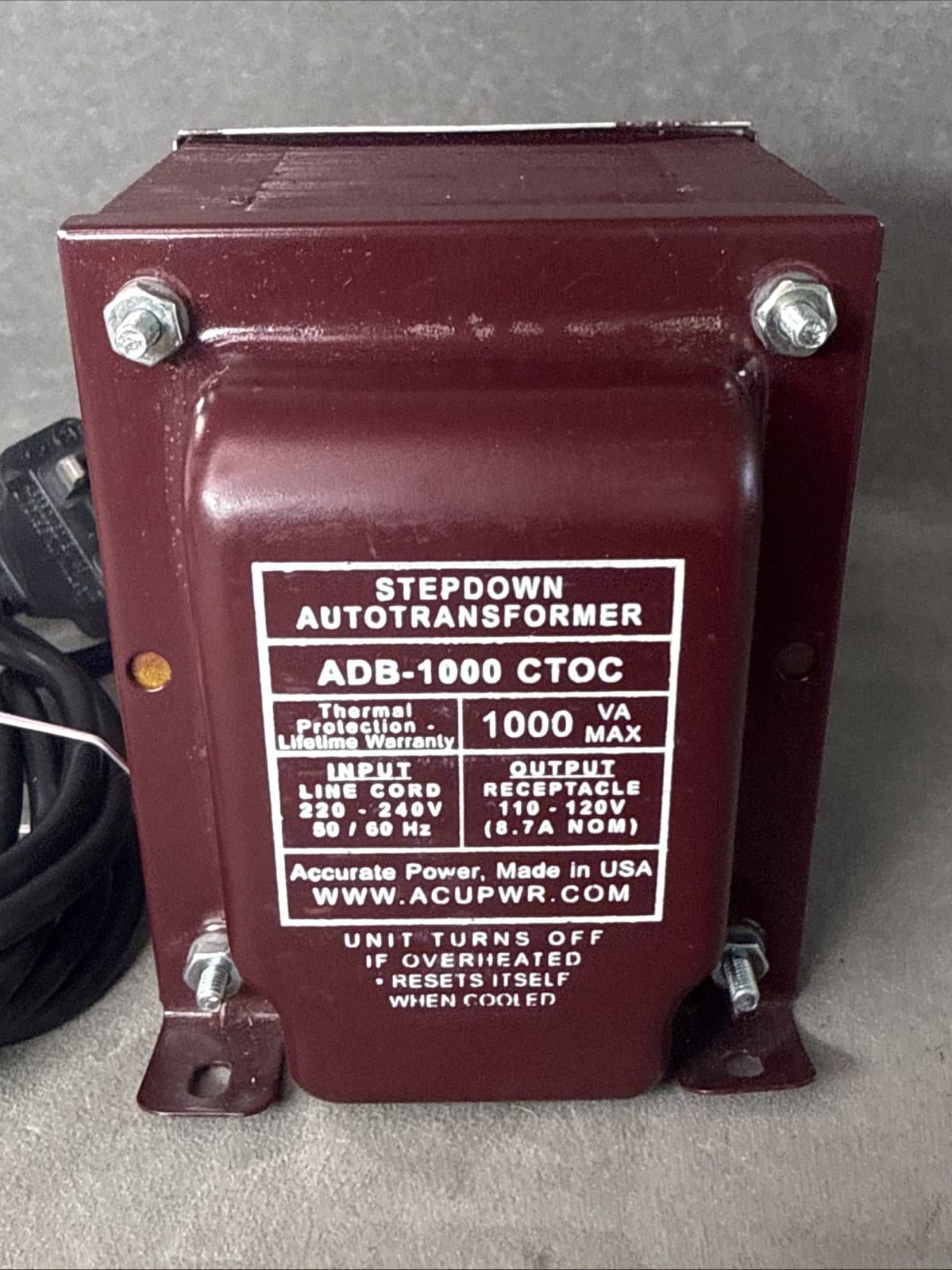 ACUPWR Stepdown AutoTransformer ADB-1000 CTOC 3