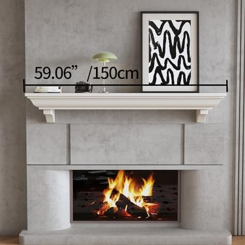 60 Inch Rustic Fireplace Mantel Surround Frame, Wooden Mantle for Living Room,  4