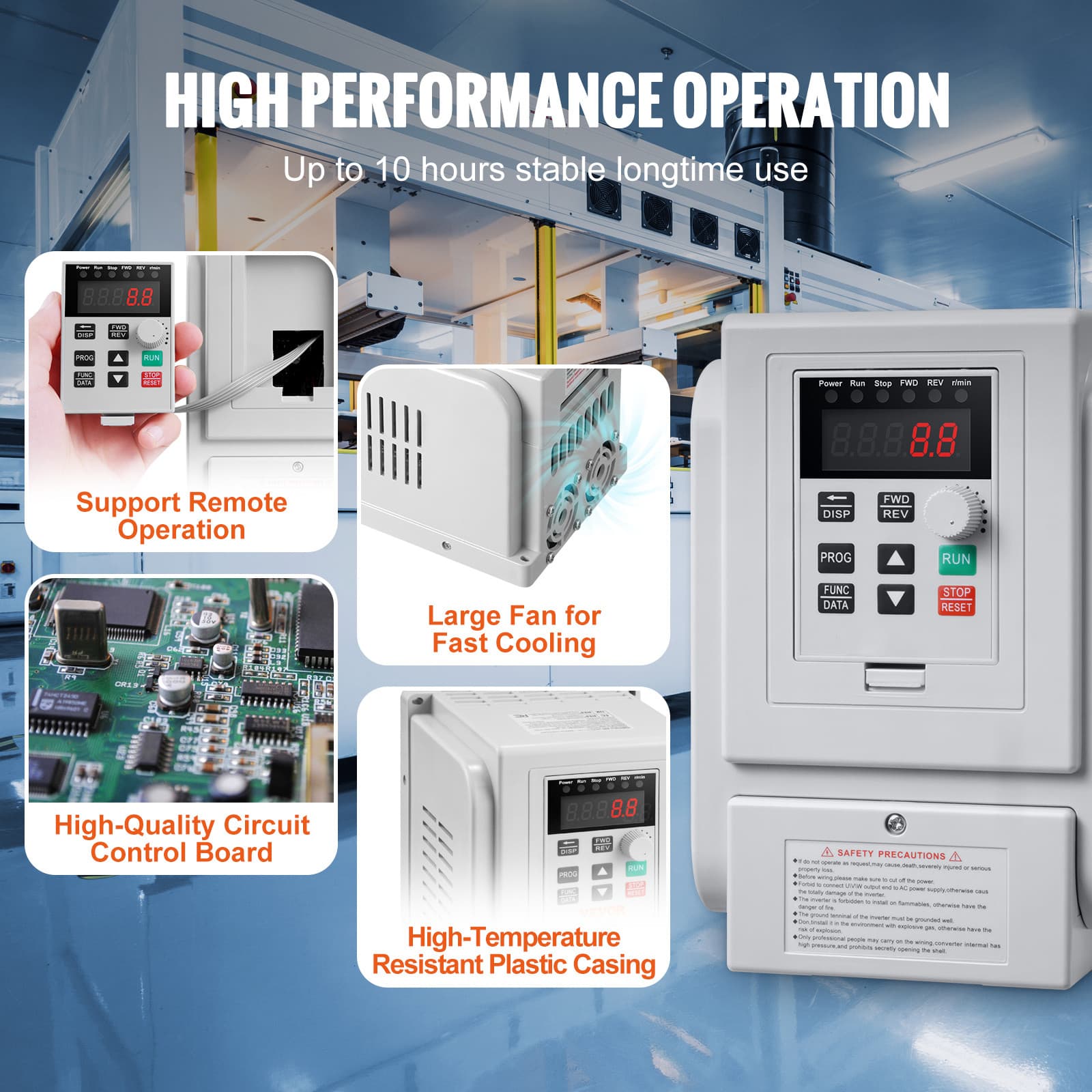 Uimoso 3HP 2.2KW 10A Variable Frequency Drive VFD 3-Phase Motor Speed Control 5