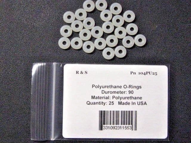 25 AS568-104 Polyurethane O-rings / 2.84 x 2.62MM / 90 Durometer / R&S 104PU25