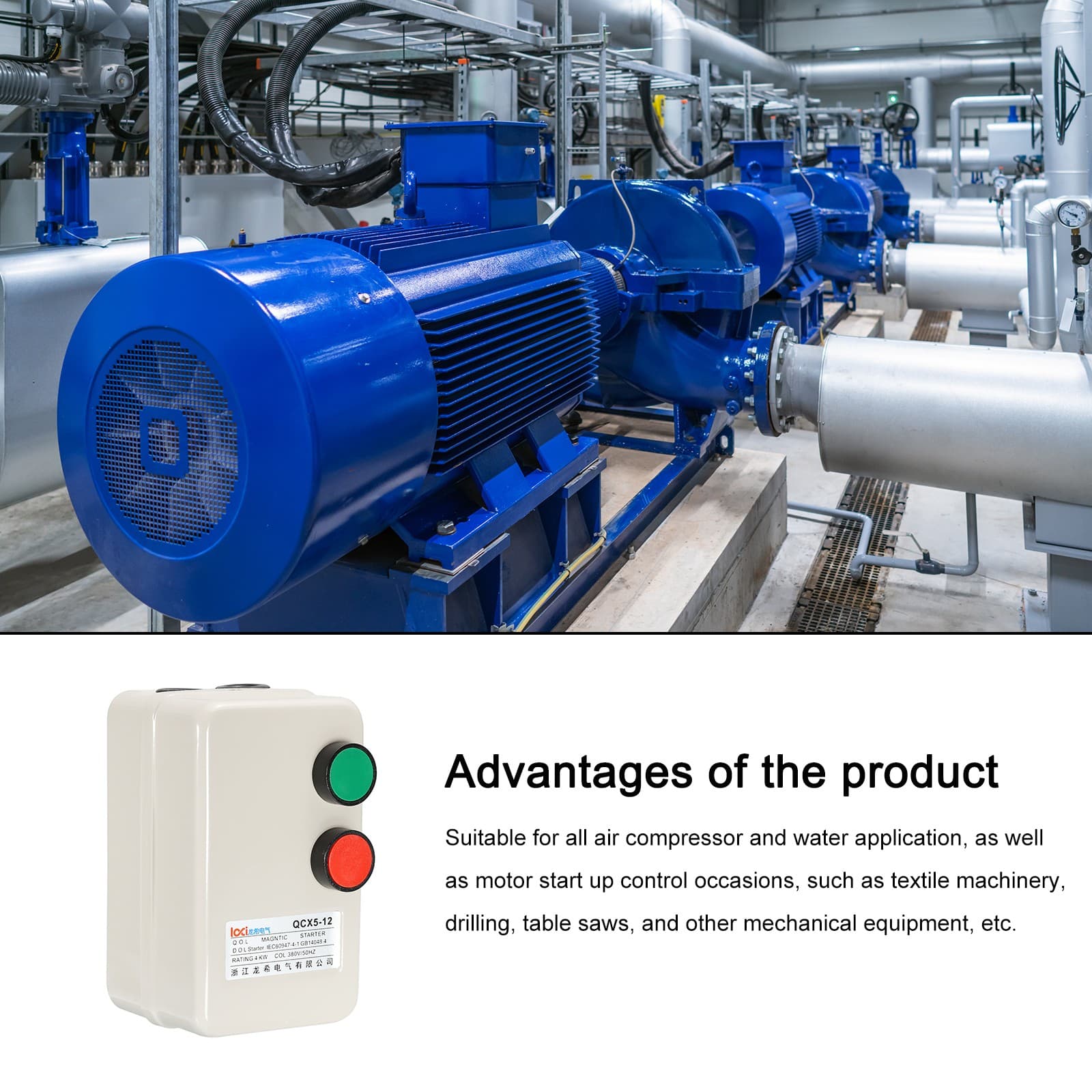 Magnetic Electrical Motor Starter,[for Air Compressor] - AC220V/240V 4KW 5HP 3