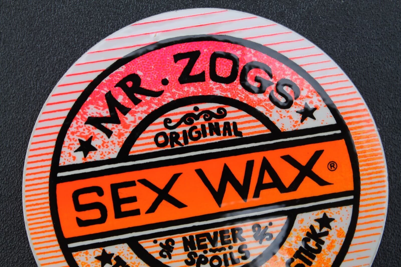 Mr Zog's Sex Wax Surfboard Neon Orange Pink OG 80's SW1A Vintage Surfing STICKER 3