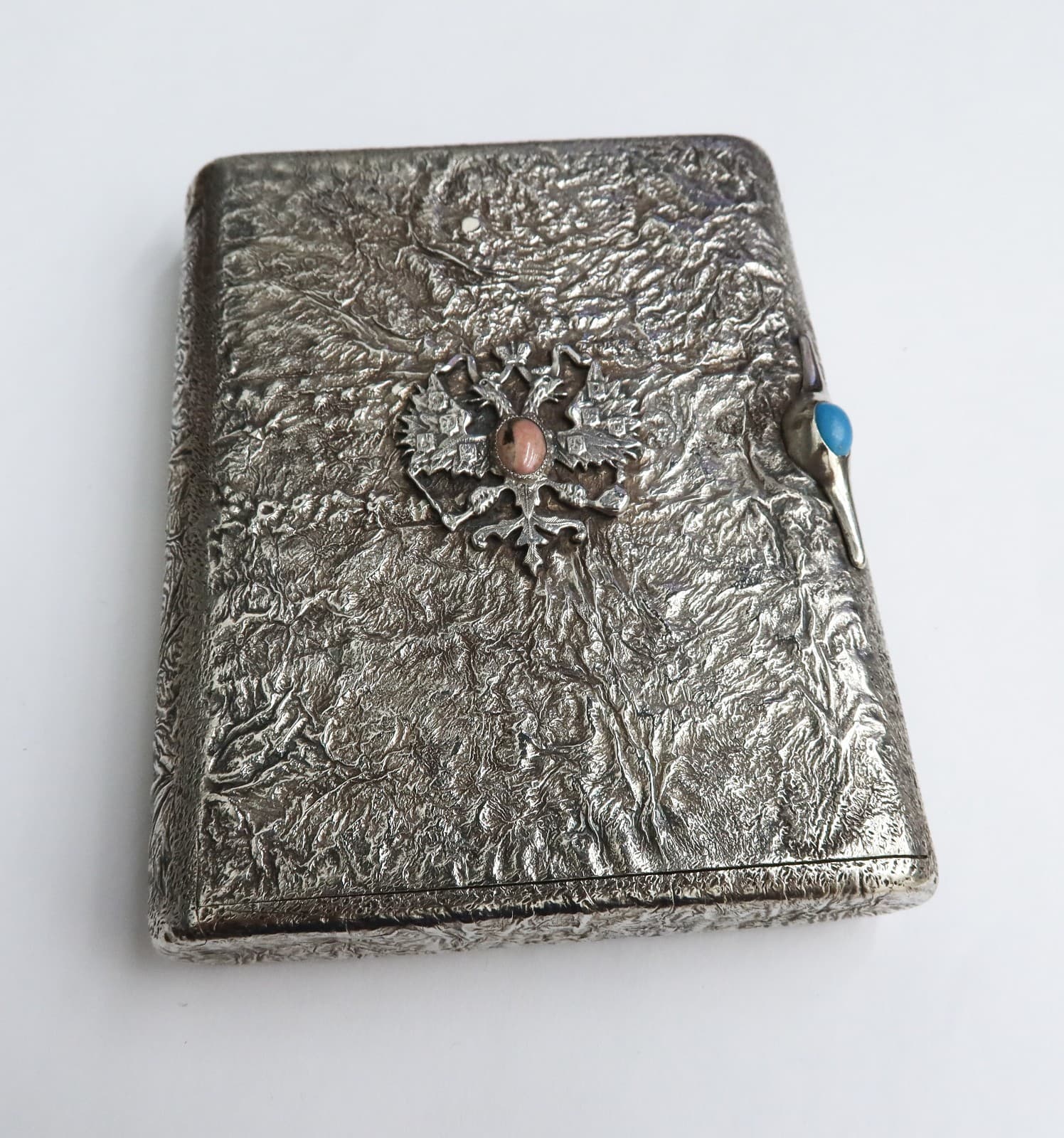Izhevsk Factory Russian Silver Samorodok  875 Silver Cigarette Case circa 1930 3