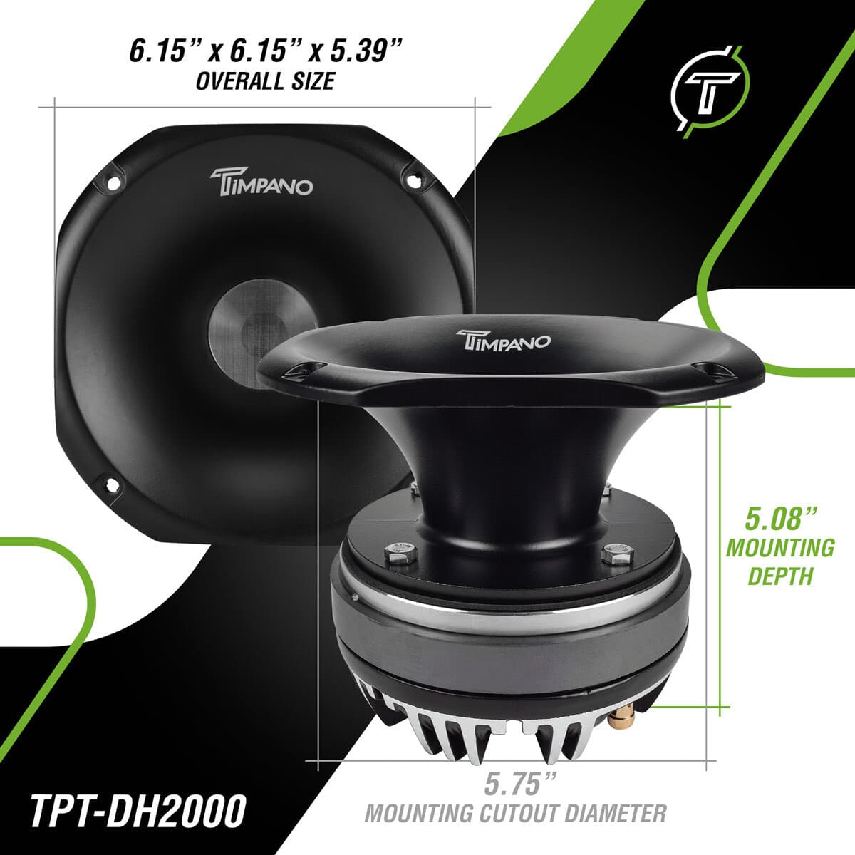 (2) TIMPANO AUDIO TPT-DH2000 450W 8 OHM 2" EXIT ALUMINUM HORN + TITANIUM DRIVER 4