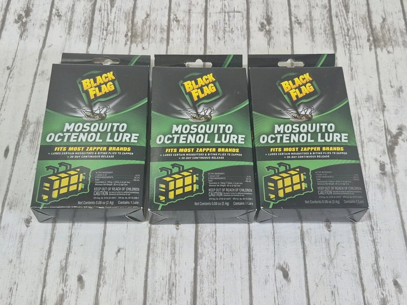 3 PACK Black Flag Mosquito Octenol Lures New