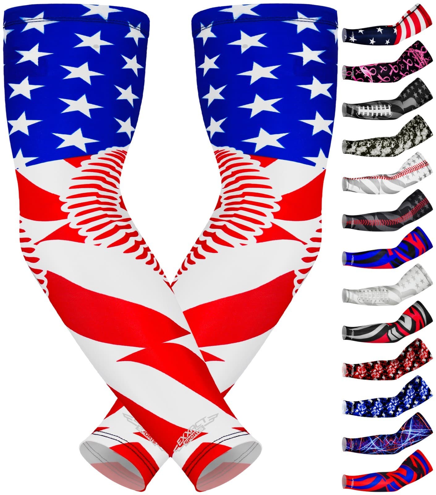 Exxact Sports 1 Pair Compression Arm Sleeves for Adult & Youth