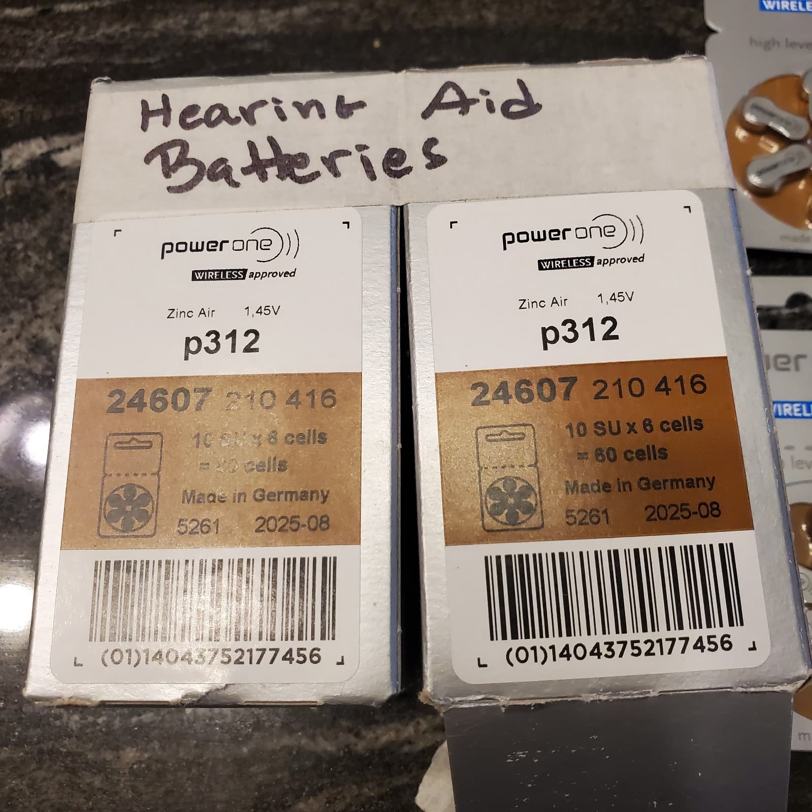 Hearing Aid batteries PowerOne Wireless Approved P312 - 102 Batteries Exp 8/2025 5