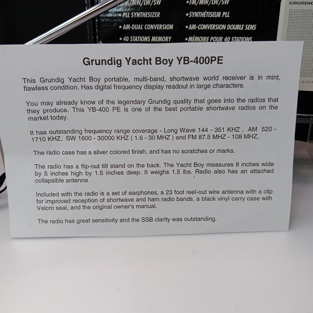 Grundig Yacht Boy 400 World Receiver AM/FM Shortwave Radio Bundle-Good Cond. 5