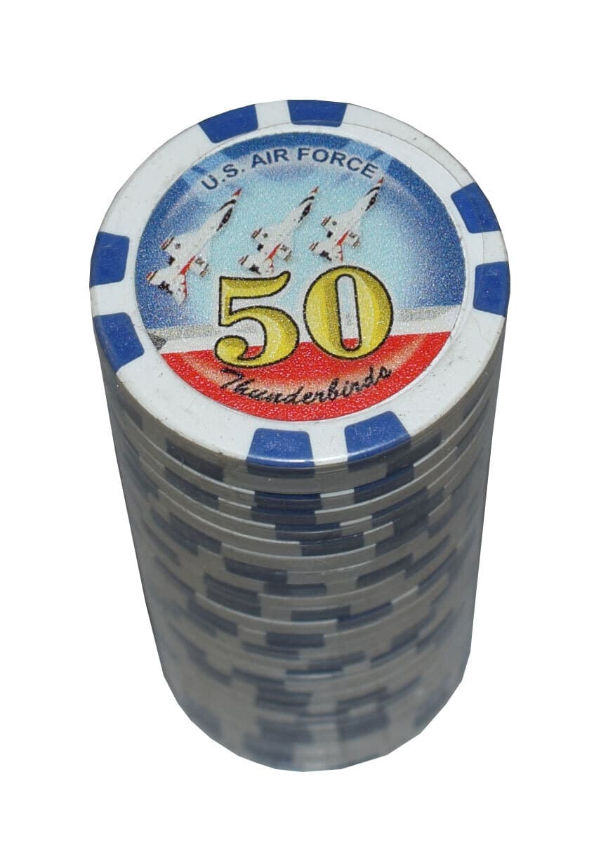 1000 Poker Blue "50" Chips Thunderbird Clay Composite 11.5 gr GREAT DEAL * 2