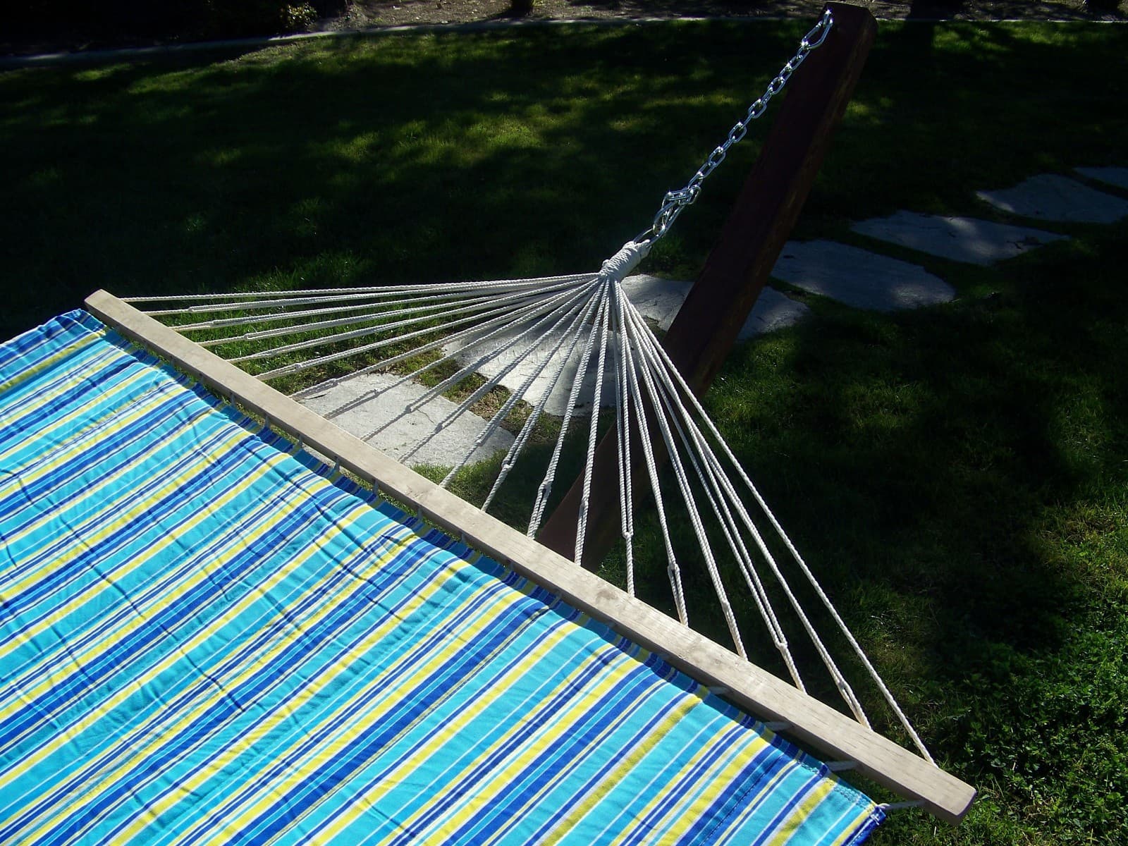 Petra Leisure Quilted Teal/Yellow TWO Person Hammock Bed. STAND NOT INCLUDED 4