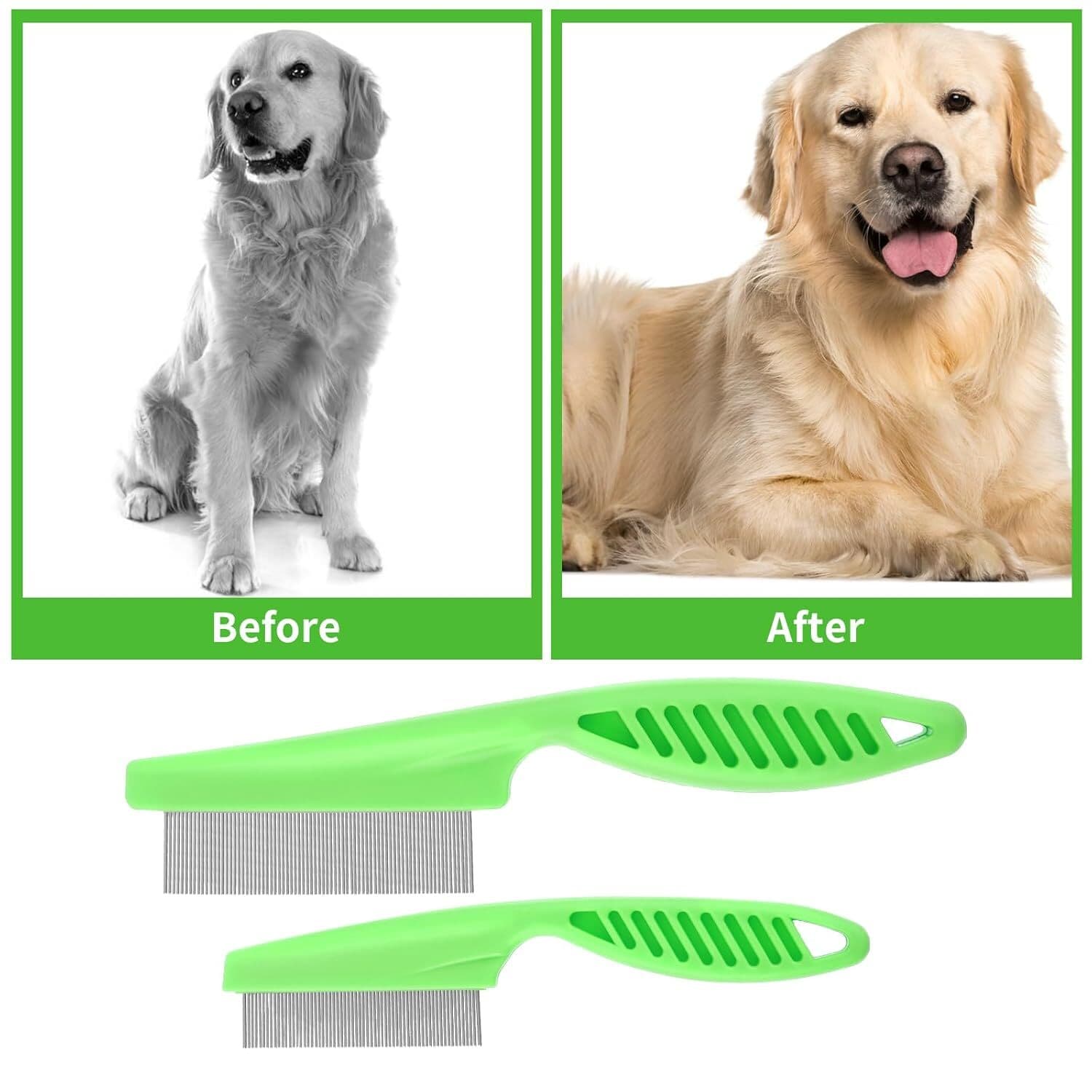 Flea Comb with Rubber Handle, Flea and Tick Comb for Dogs & Cats, Fine Tooth Dog 3