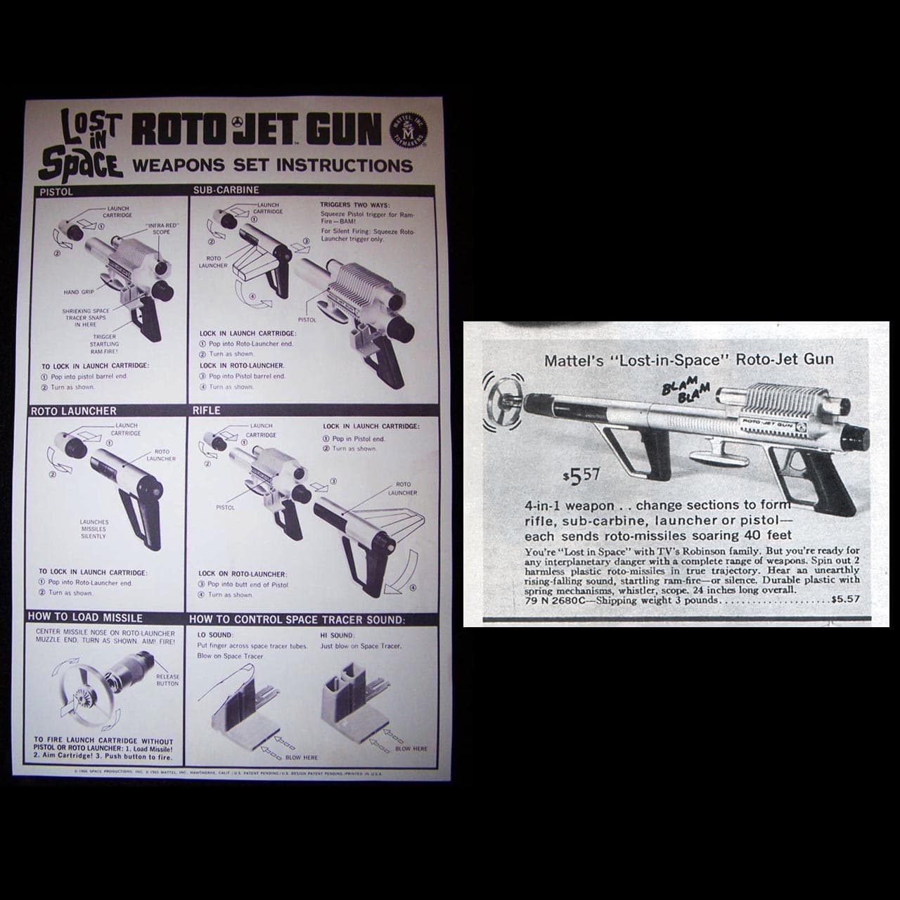 Lost in Space MATTEL ROTOJET GUN BOX REPRODUCTION Complete + inserts instruction 5