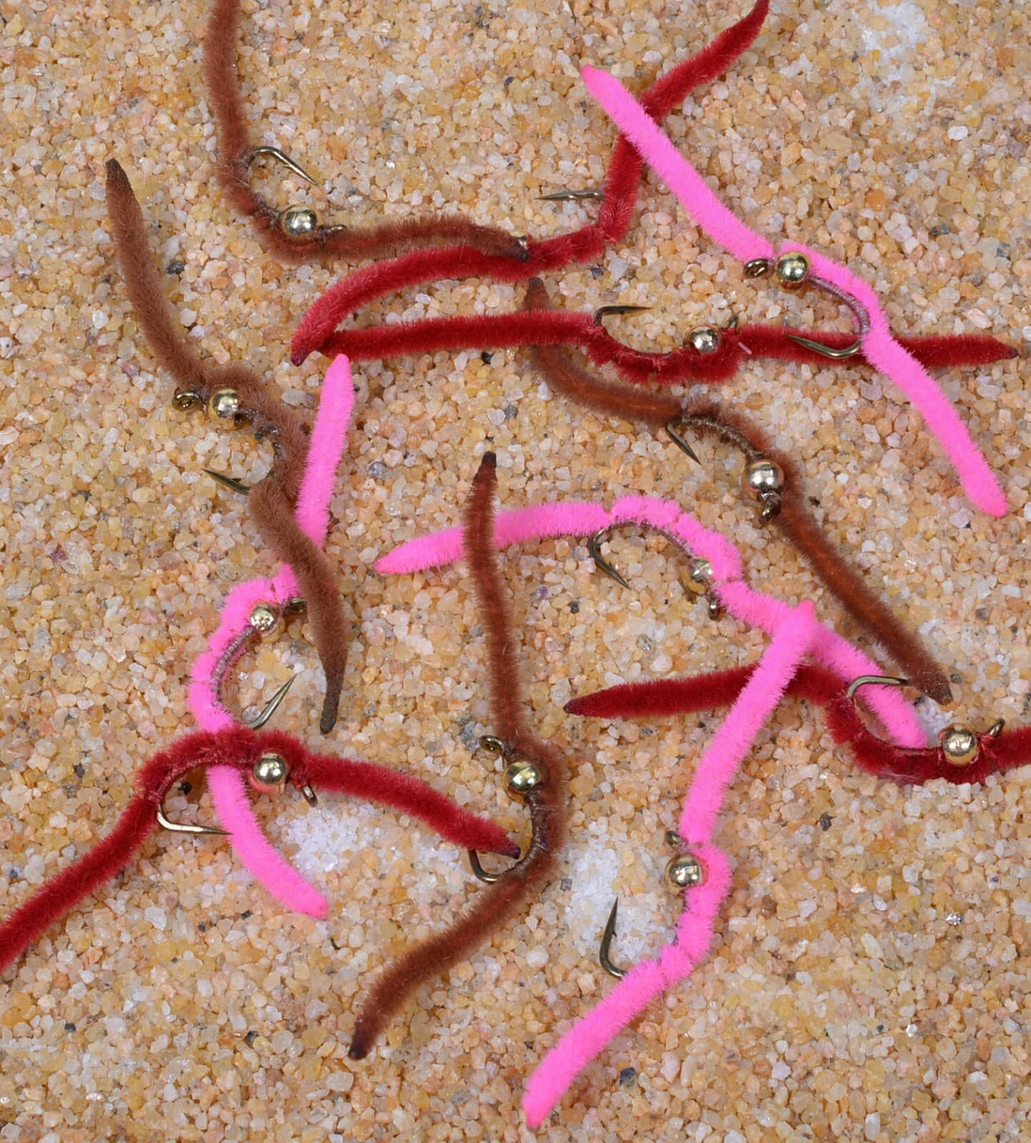 1 Doz Tungsten Bead San Juan Worm Nymph Fishing Flies - Mustad Signature Hook 2