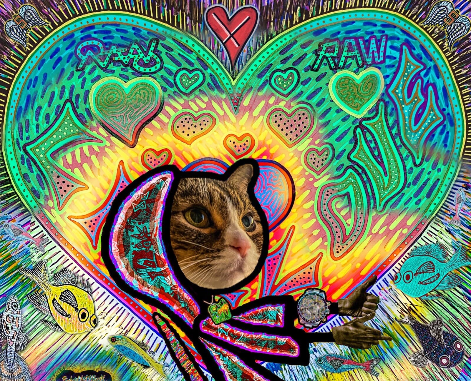 RAW HEAD #125 Gatito Mfer 1of1 NFT by RabidArtWork