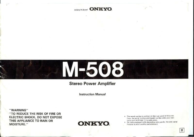 Onkyo M-508 Amplifier Owners Manual