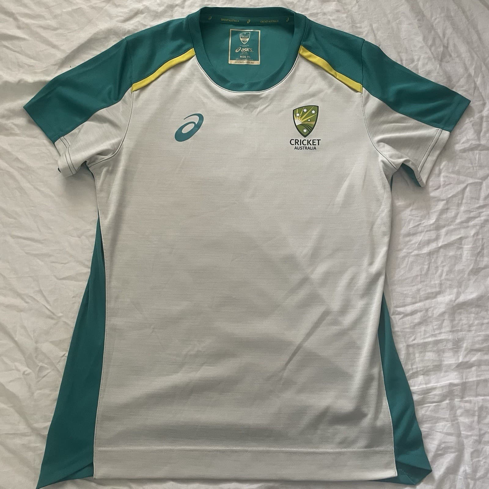 Australia Cricket Shirt Womens XLARGE Grey Asics Training Shirt Size XL Warm Up 2