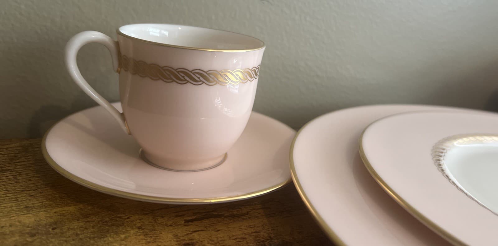 Lenox Caribbee 6-Pc Place Setting Pink Gold Rim Bone China X-144 10 Sets Avail 5