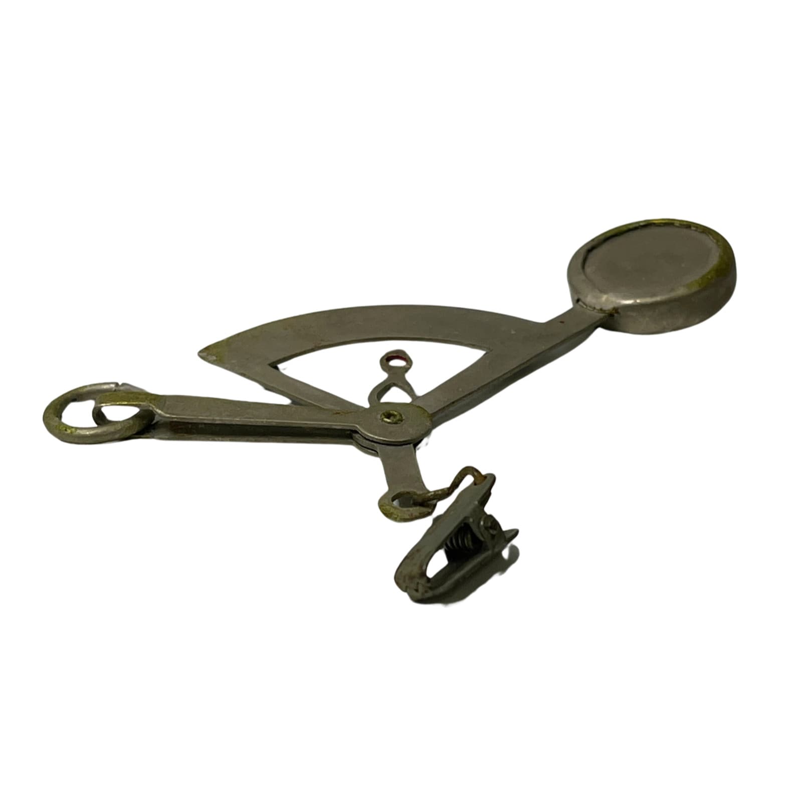 Vintage 1950s 60s Postal Scale Handheld Hanging w/ Leather Case Brass Balance 6