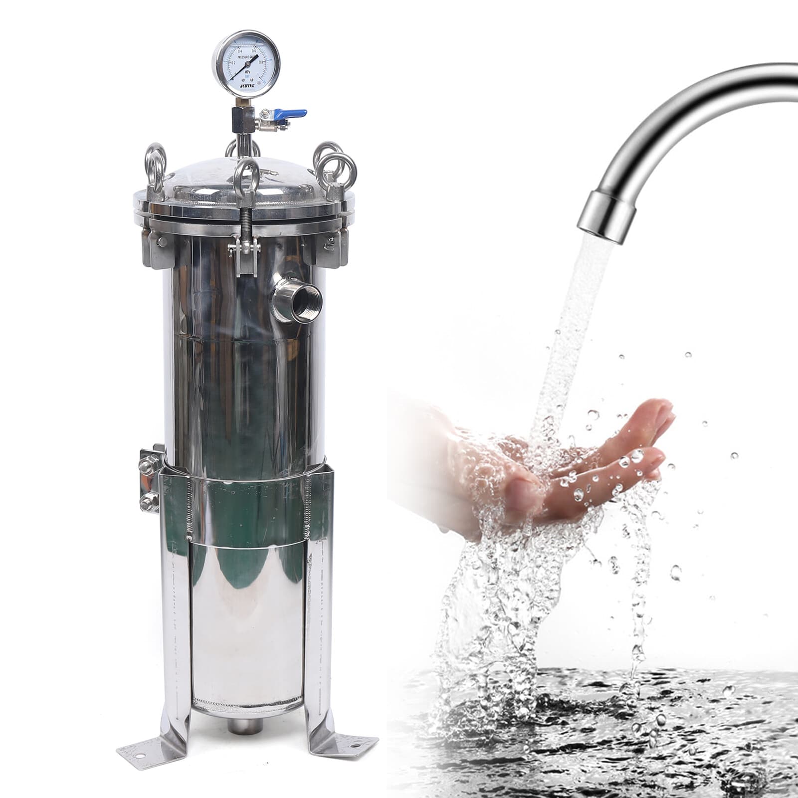 #4 Bag Filter Housing In/Out Flat Plate Lid Stainless Steel 167mm Diameter150Psi 3