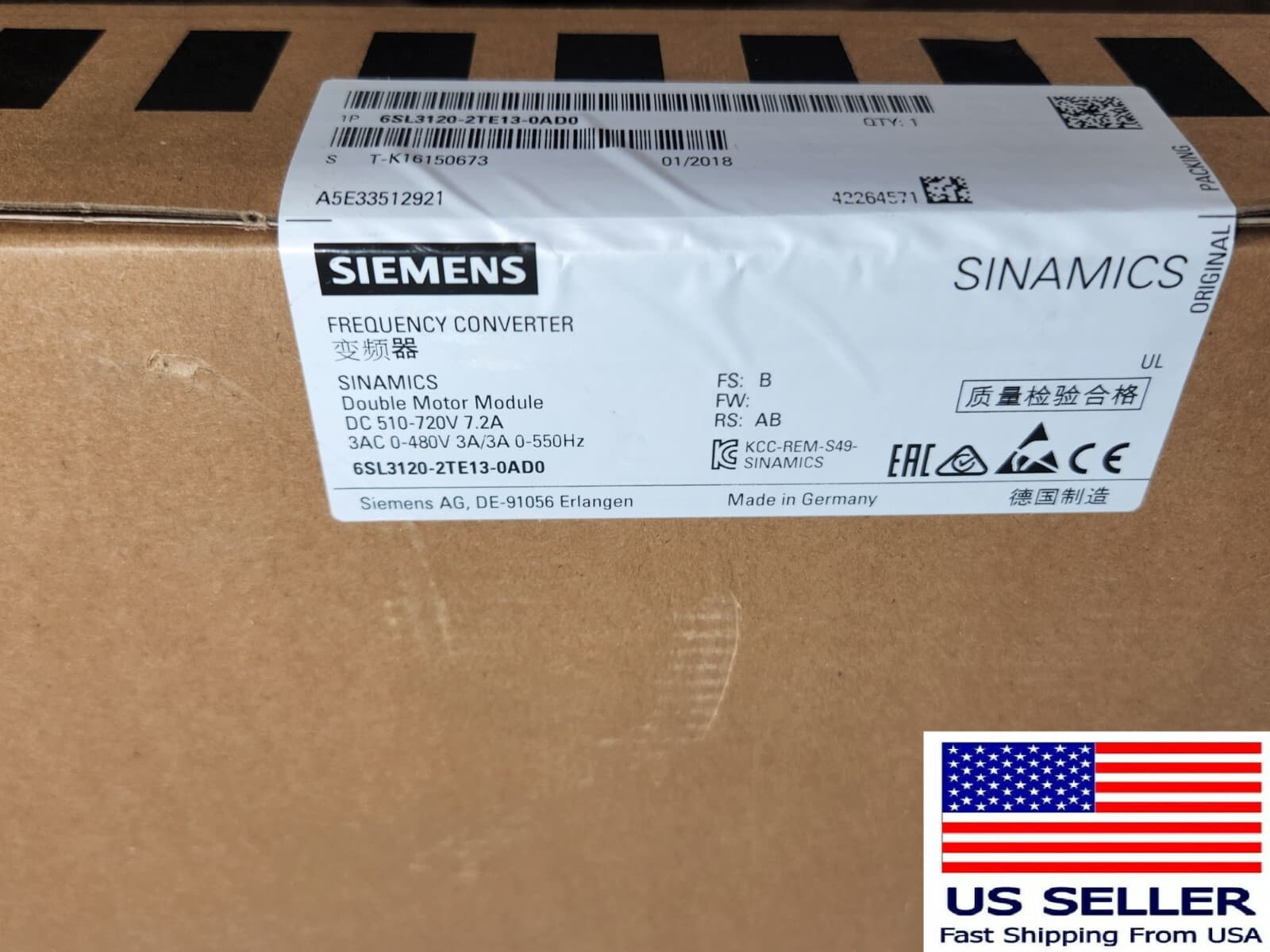 NEW (Sealed) Siemens 6SL3120-2TE13-0AD0 Double Motor Module 6SL31202TE130AD0