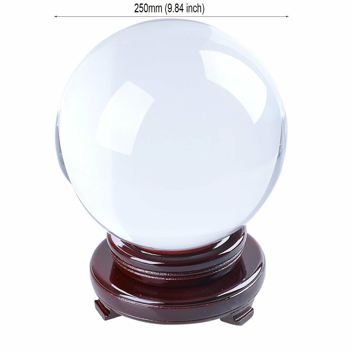 LONGWIN 250MM Clear Crystal Ball Meditation Glass Sphere Photo Prop Free Stand 4