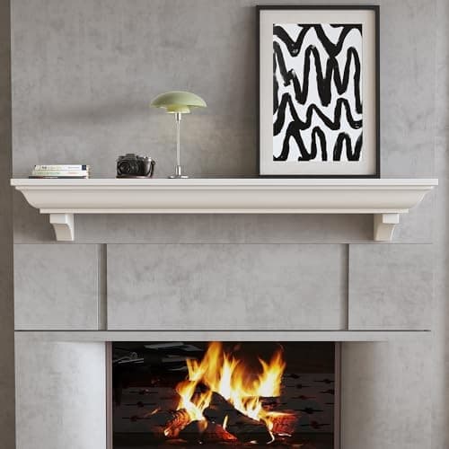 60 Inch Rustic Fireplace Mantel Surround Frame, Wooden Mantle for Living Room,  3