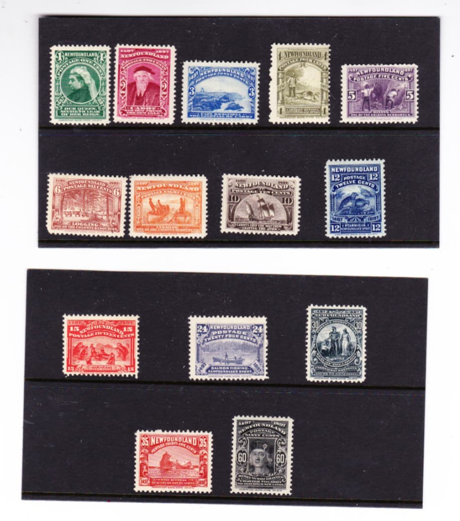 KAPPYS STAMPS NEWFOUNDLAND #61-75 1897 JOHN CABOT SET MINT HINGED K274