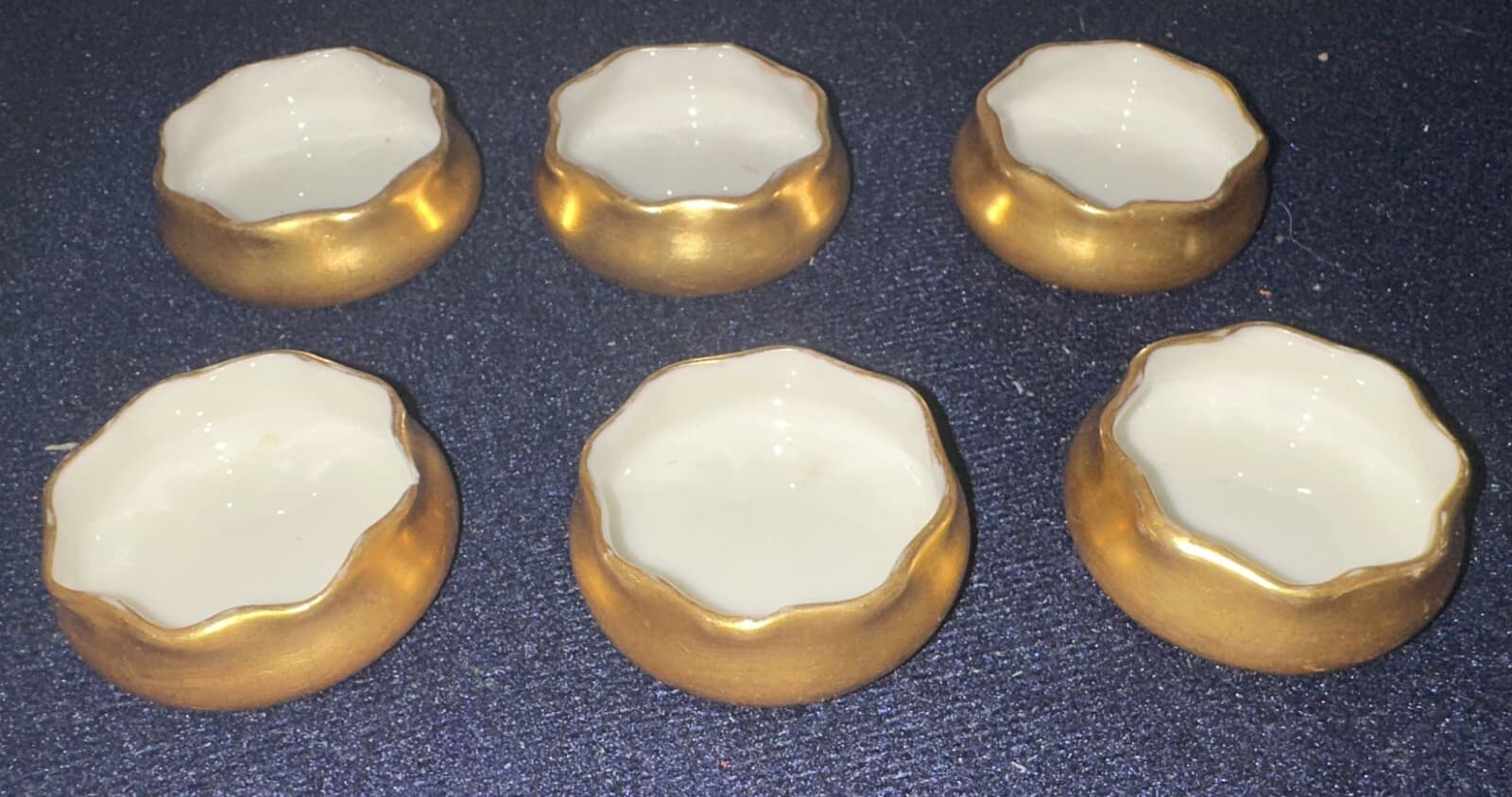 Set of 5 (NOT 6) BELLEEK Gold 1 5/8"Open SALT DIPS (FREE SHIPPING) 3