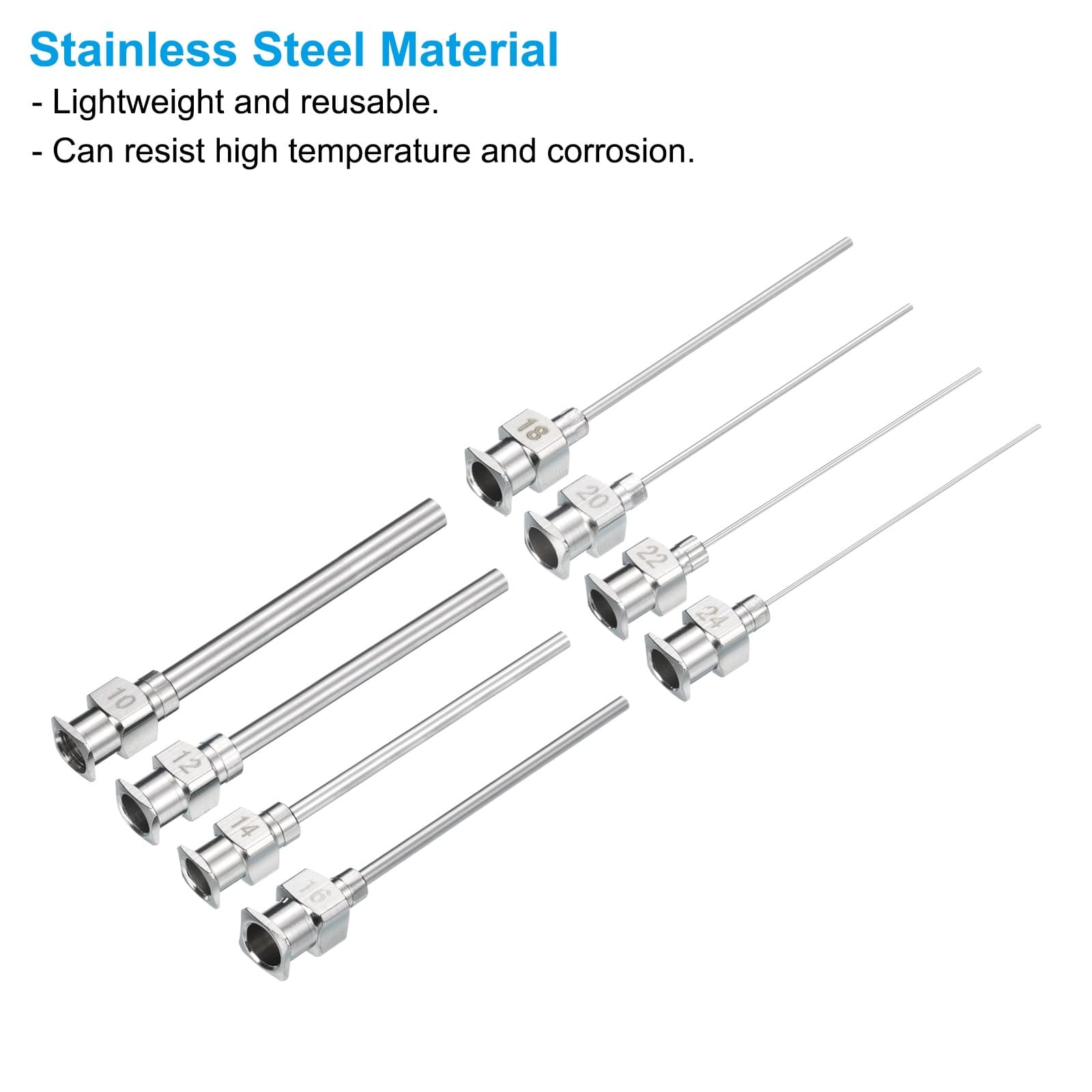 10/12/14/16/18/20/22/24Gax1.5” Dispensing Needle Tips Stainless Steel Silver 3