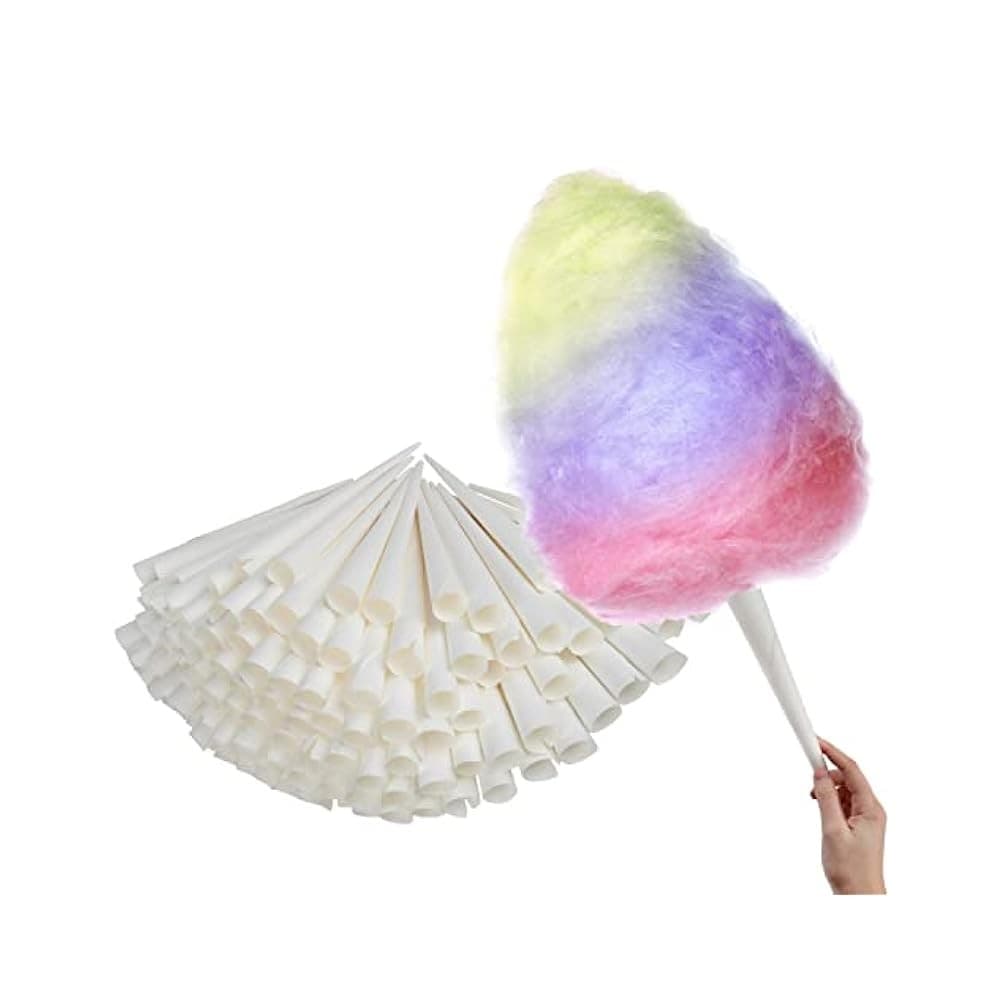 Kraft Paper Cotton Candy Cones , Long Sticks for Mess,Free Floss Sugar