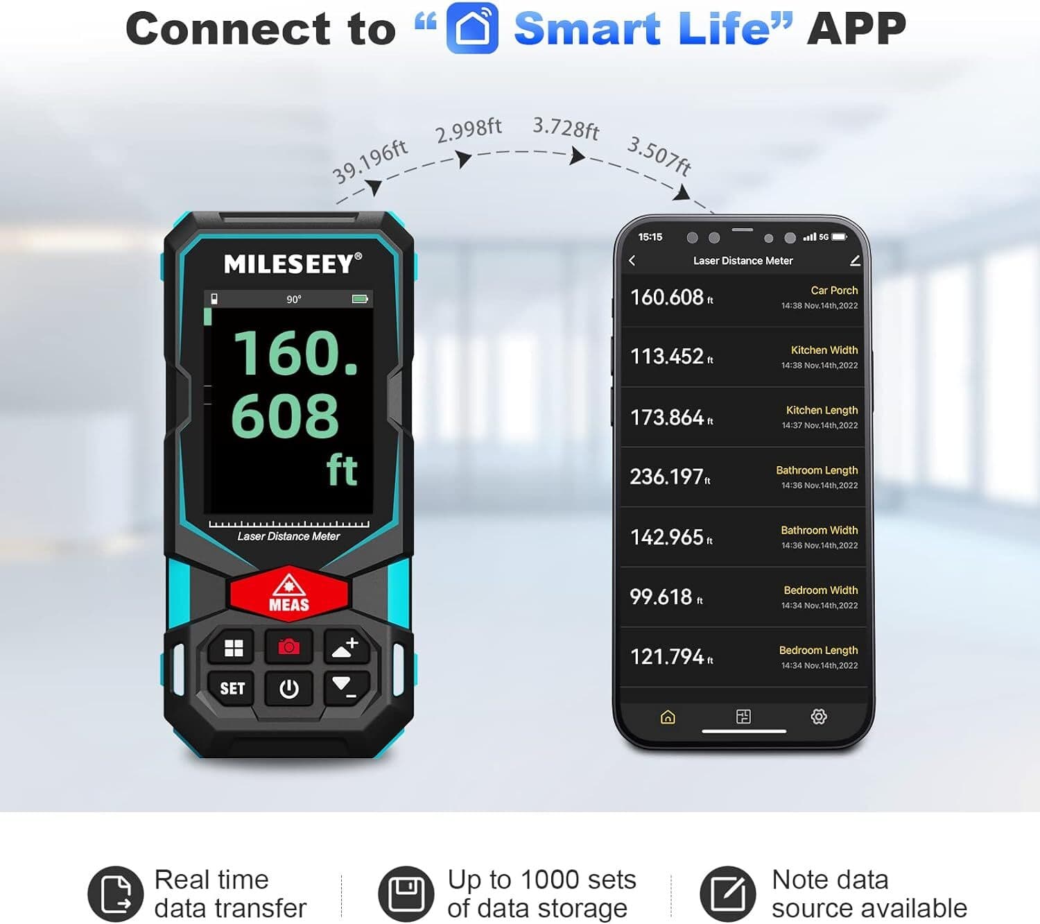 MiLESEEY 100M Laser Distance Meter with Pointfinder Camera Outdoor Measuring 6