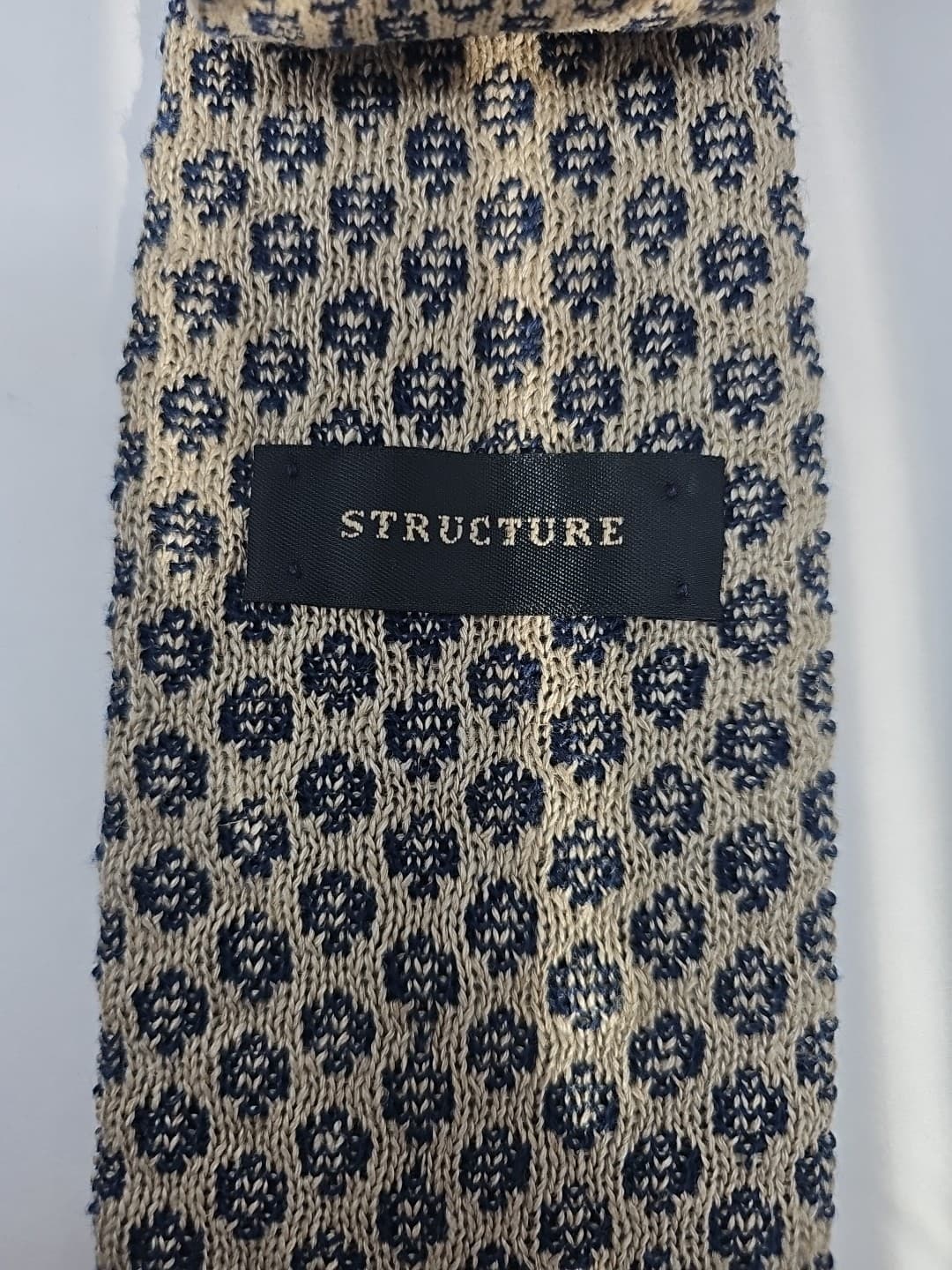 Vintage Mens Tie STRUCTURE 75% Linen Cotton Made in USA 3