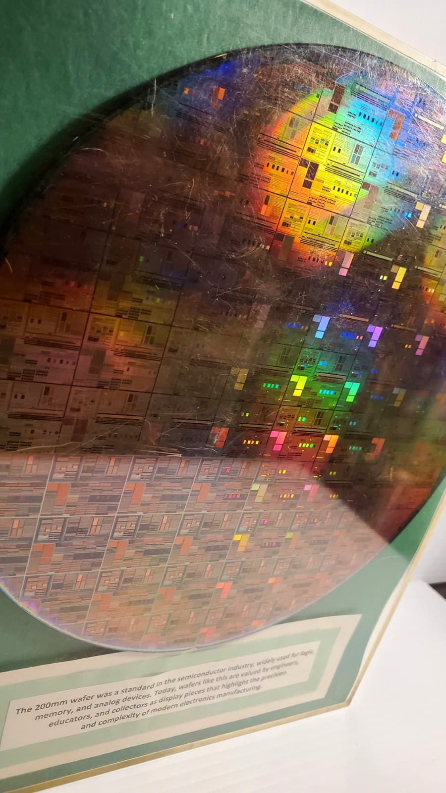 VTG Early 2000s 8" Silicon Semiconductor Wafer Integrated Circuit Chips in Frame 3