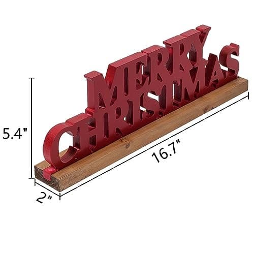 Rustic Red Merry Christmas Signs for Home Decor 16 Inches, Handmade Distressed  3