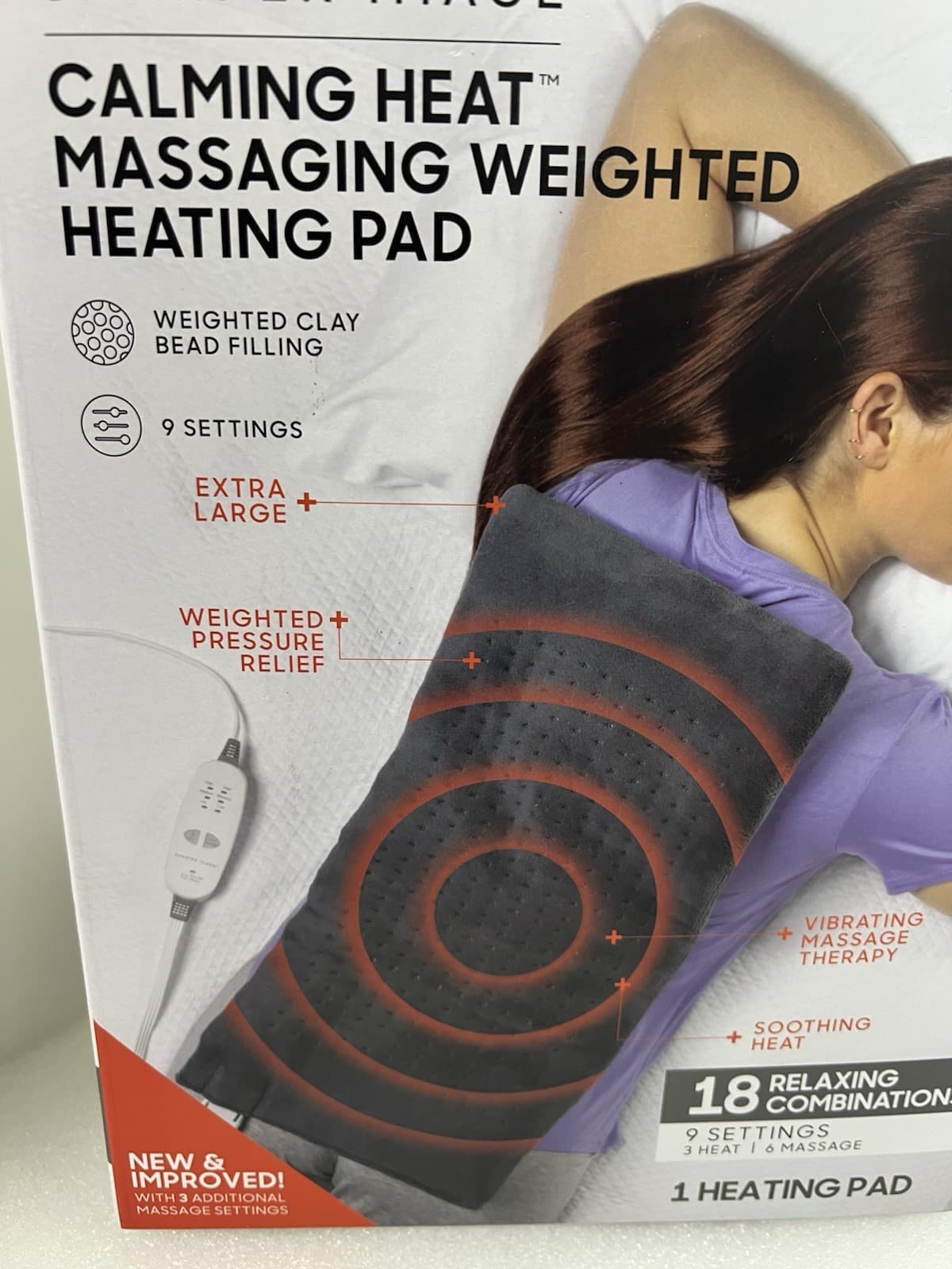 New Sharper Image Calming Heat Massaging Weighted Heating Pad 3