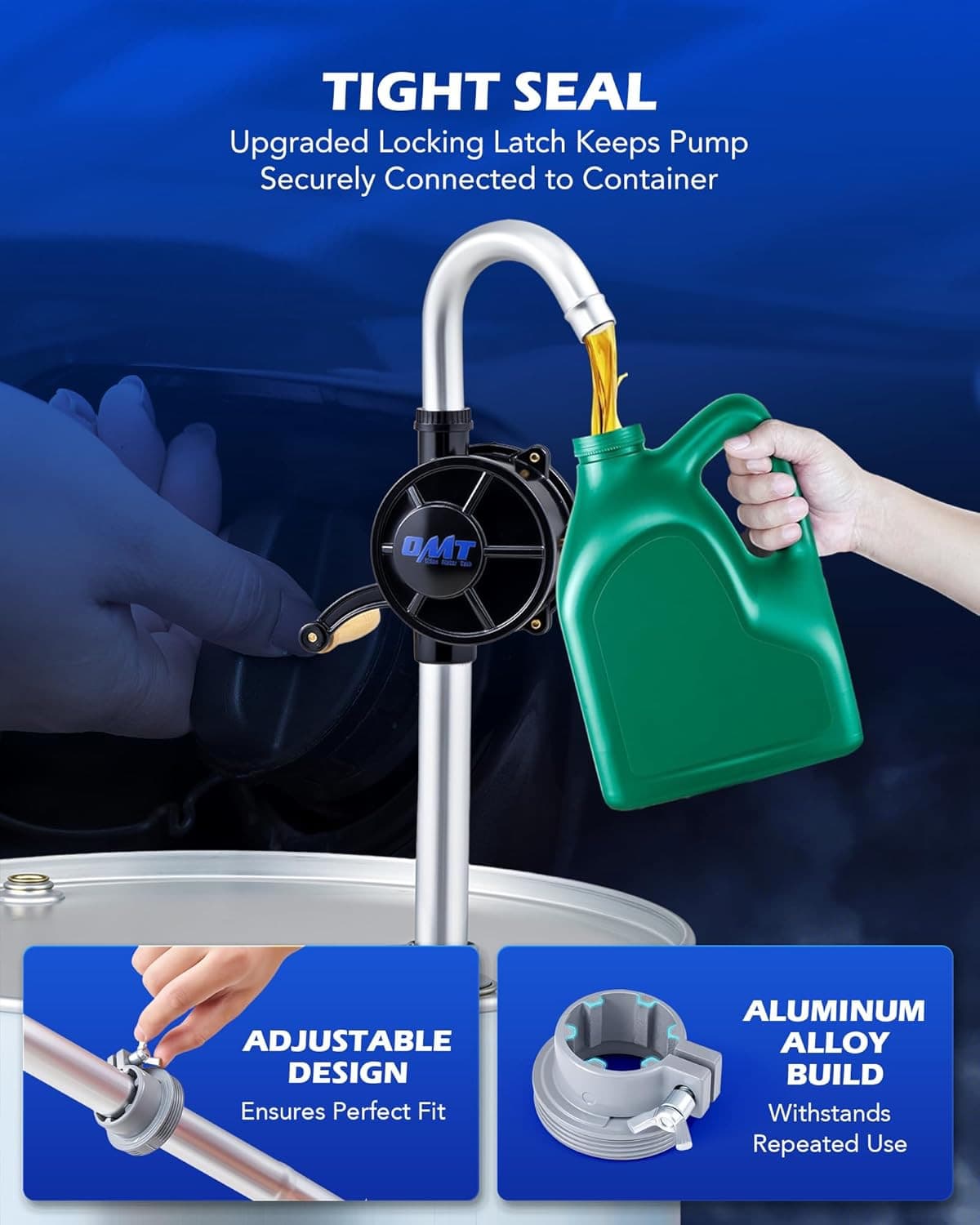 55 Gallon Drum Pump, Hand Crank Fuel Transfer Pump for 15 to 55 Gallon Drums, He 2