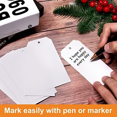 White Blank Shipping Tags with String -  Pcs Strung Cardstock 12cm x 6cm 120 5