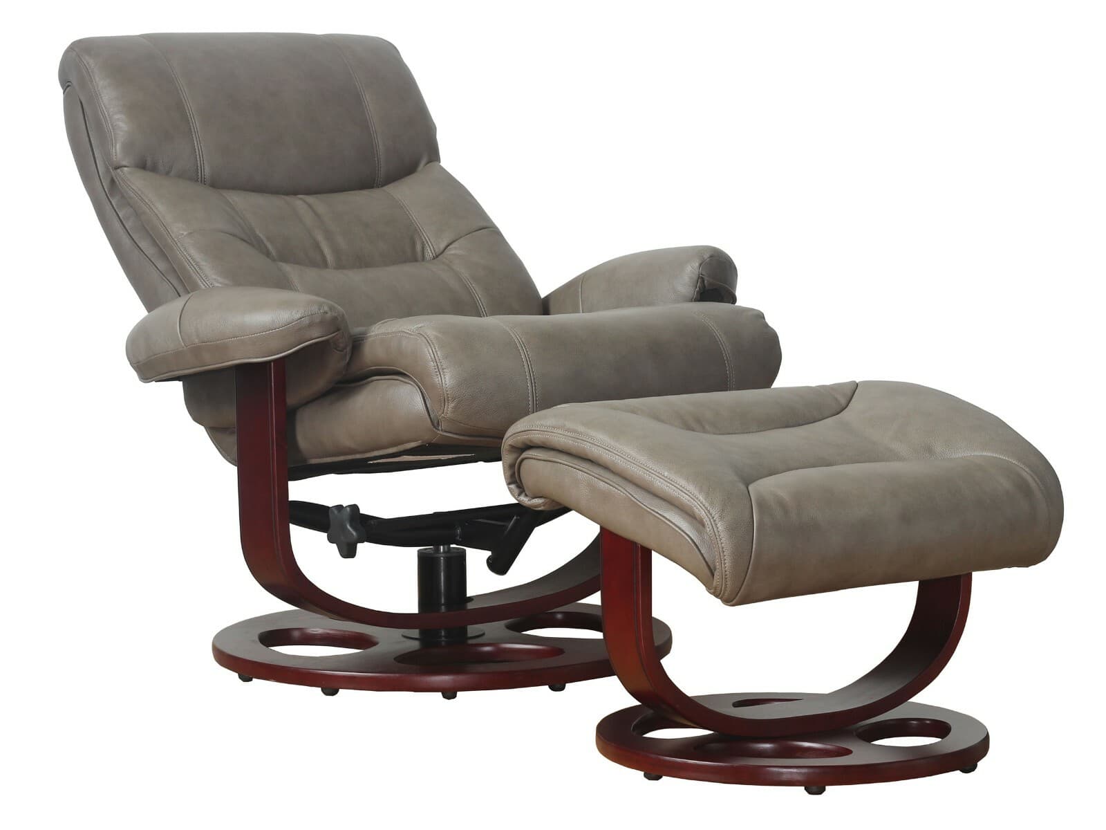 Barcalounger Dawson Chelsea Cobblestone Leather Pedestal Recliner Chair Ottoman 2