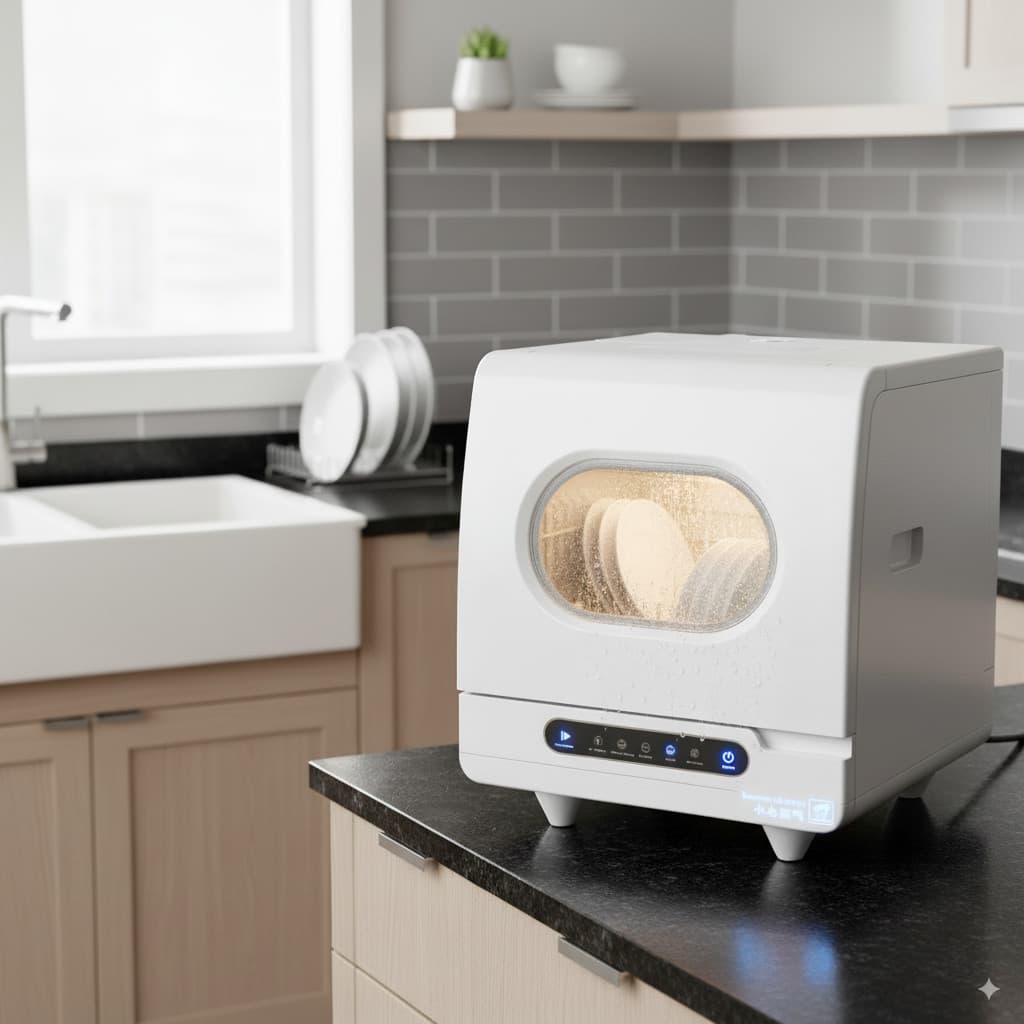 Portable Mini Countertop Dishwasher, 5 Programs with 5L Water Tank, 360° Spray
