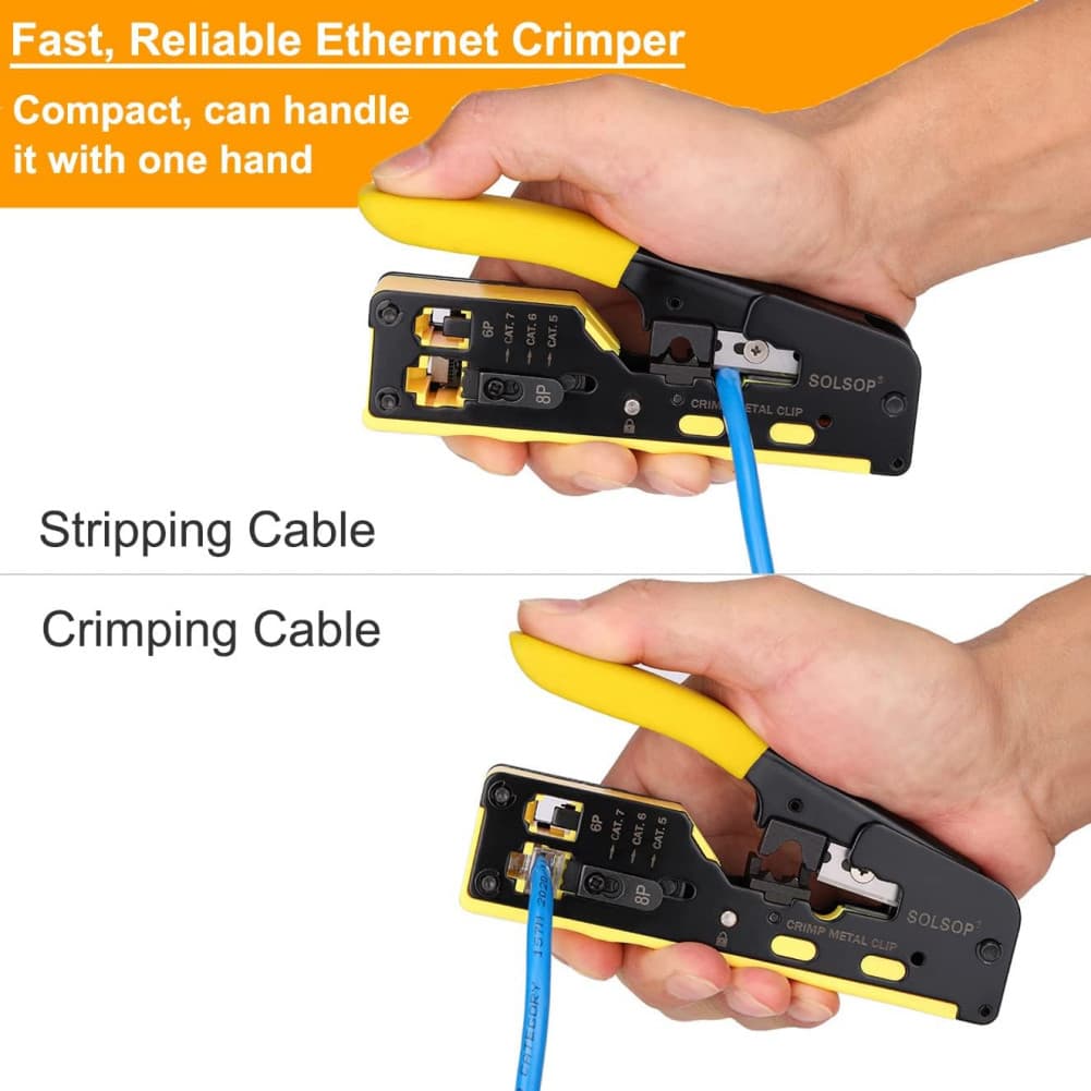 RJ45 Network Crim Cat5 Cat6 Cat7 Crimping Tool Kit Ethernet Pass Through Crimper 3