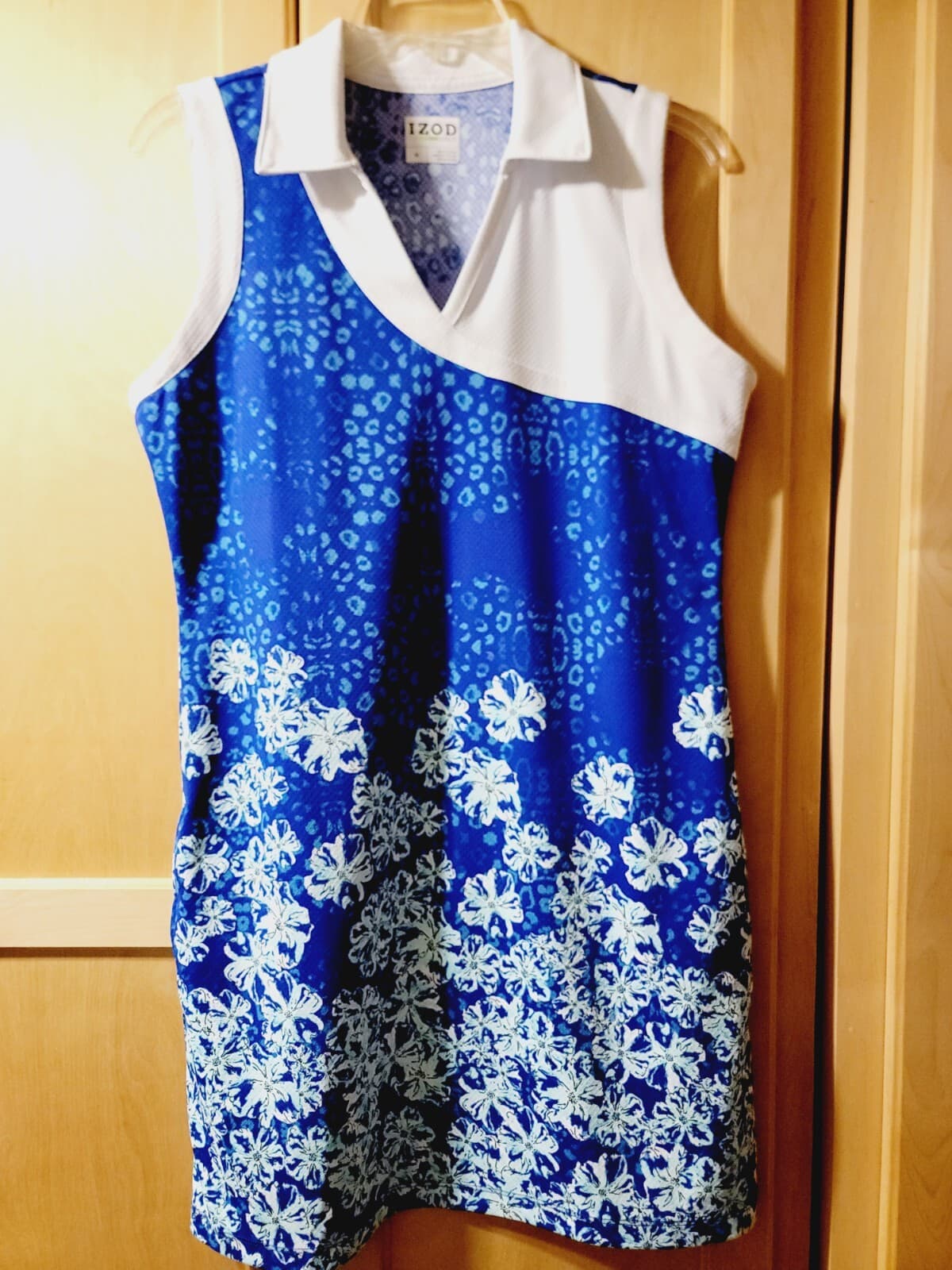 Womens Izod Golf Textured Floral Print Sleeveless Active Dress With Pockets MED 2