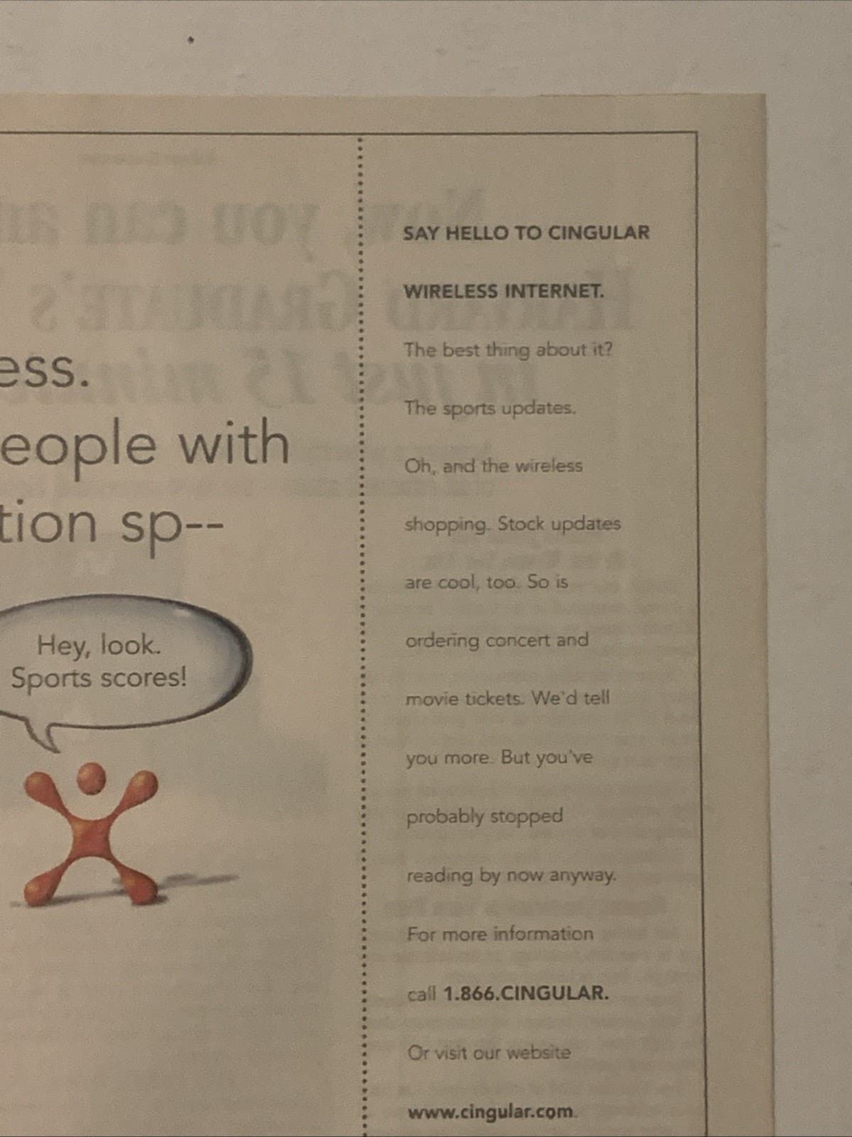 2001 Cingular Wireless PRINT AD Internet Access - Short Attention Span VTG 2000s 3