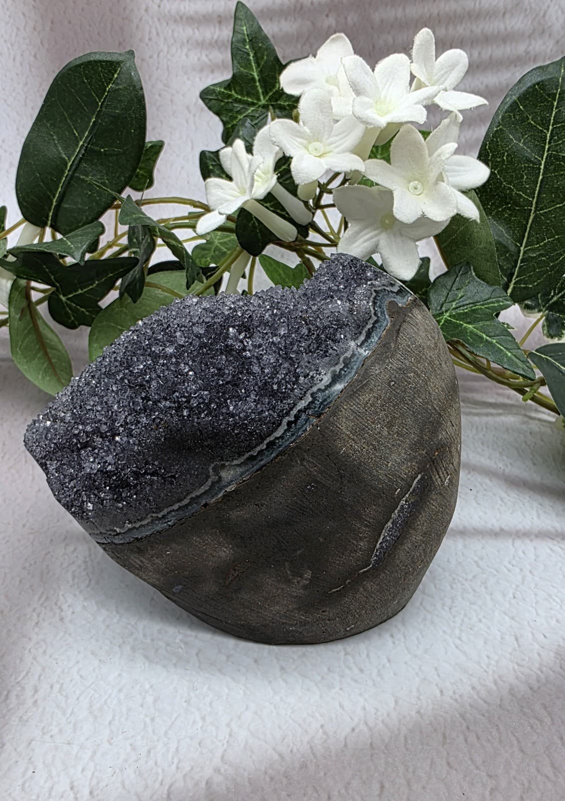 Black Amethyst Geode  Uruguay Amethyst Cut Base Amethyst Crystal Druzy  4