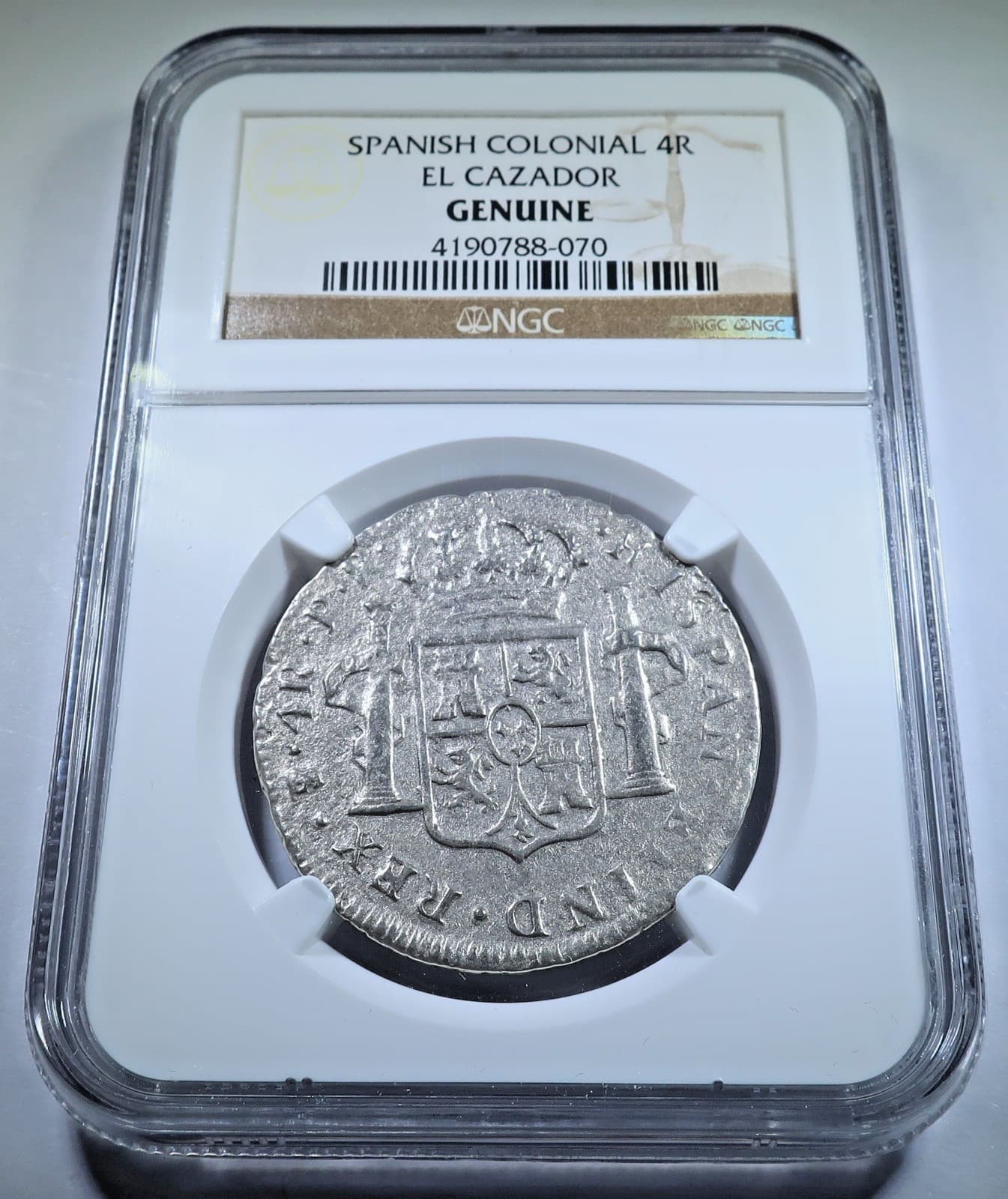 NGC 1779 El Cazador Shipwreck 4 Reales Spanish Bolivia 1700s US Colonial 4R Coin