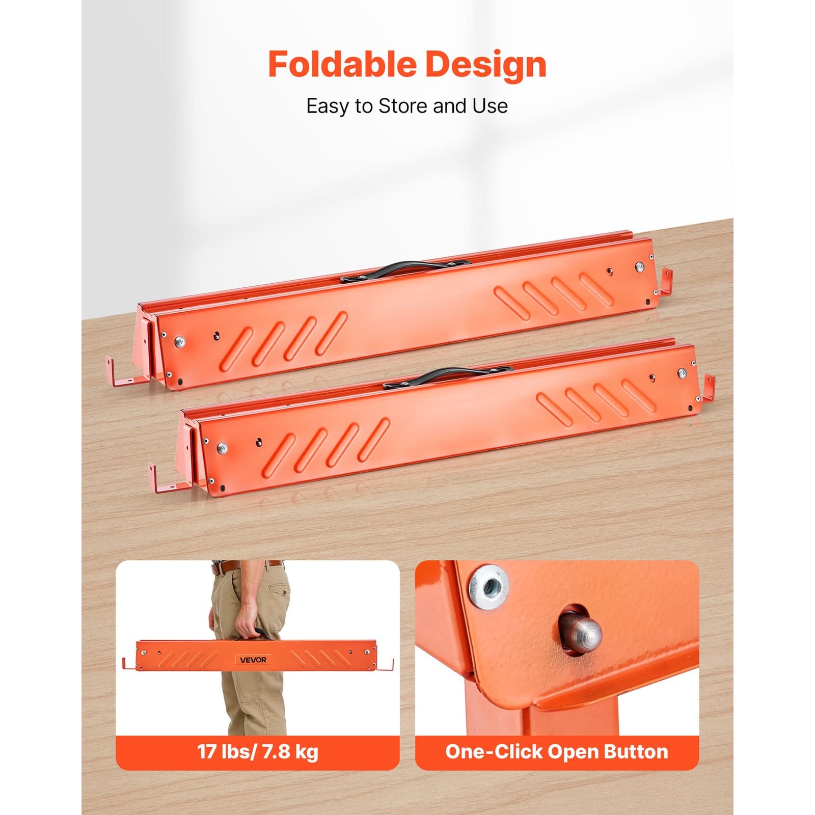 Uimoso Set of 2 Heavy-Duty Saw Horses, 660 lbs Capacity for Woodworking Projects 4