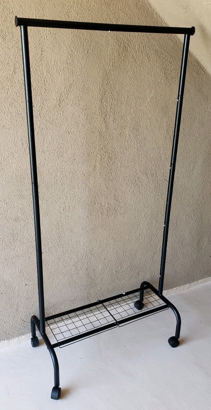 Rolling Garment Rack with Shelf Black Metal Clothing Rack on Wheels, 64.9" Tall  2